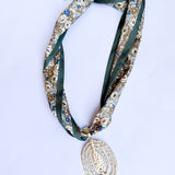 Scarf Necklace - Olive Floral Funky Oval-110 Jewelry & Hair-HART DESIGNS-July & June Women's Fashion Boutique Located in San Antonio, Texas