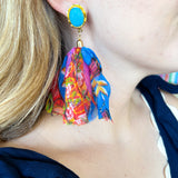 Teal Party Scarf Earrings-110 Jewelry & Hair-HART DESIGNS-July & June Women's Fashion Boutique Located in San Antonio, Texas