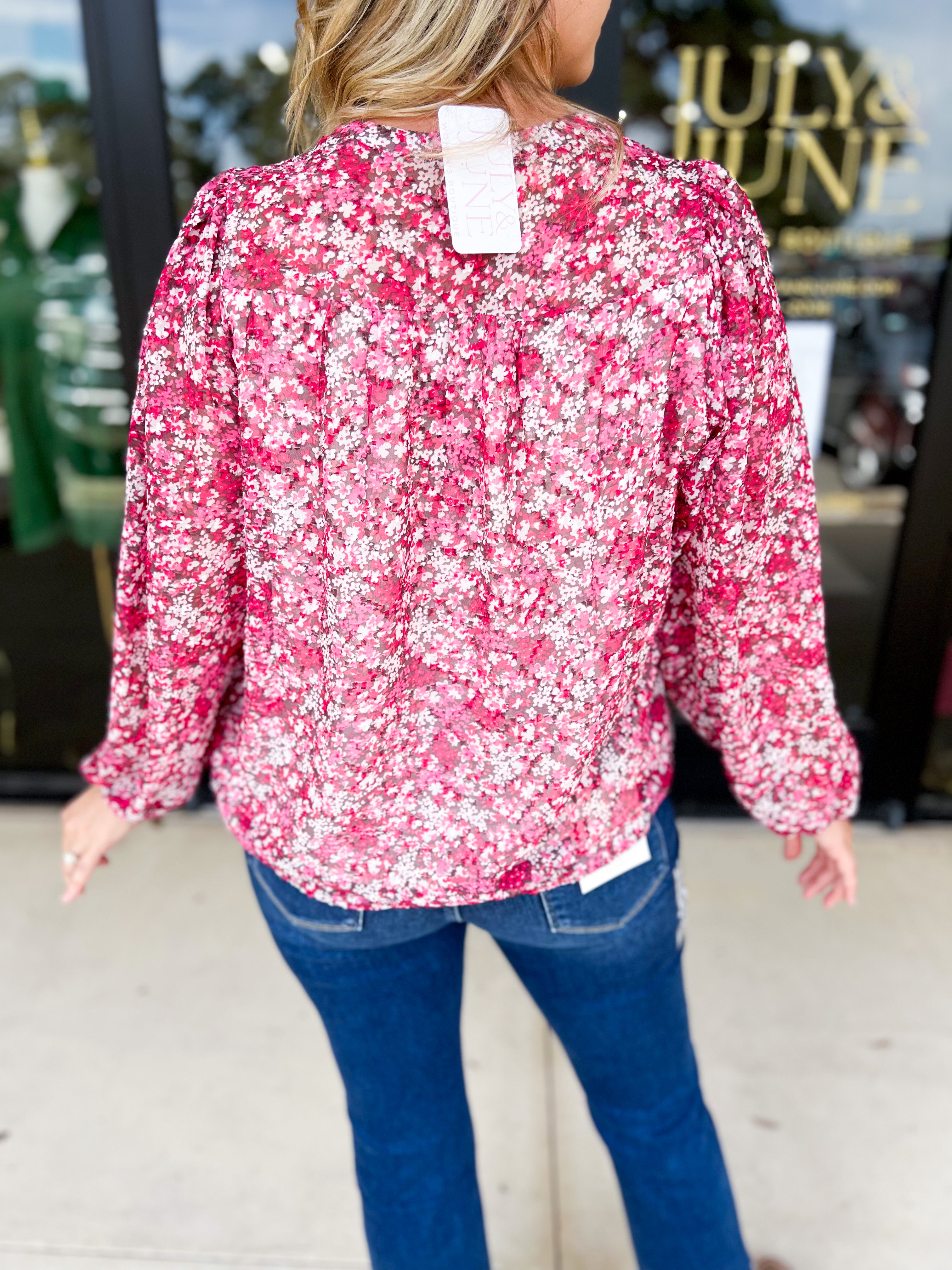 Mary Square - Brianna Pink Blouse-200 Fashion Blouses-MARY SQUARE-July & June Women's Fashion Boutique Located in San Antonio, Texas