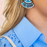 Sunshine Tienda - Seablue Tile Earrings-110 Jewelry & Hair-Sunshine Tienda-July & June Women's Fashion Boutique Located in San Antonio, Texas
