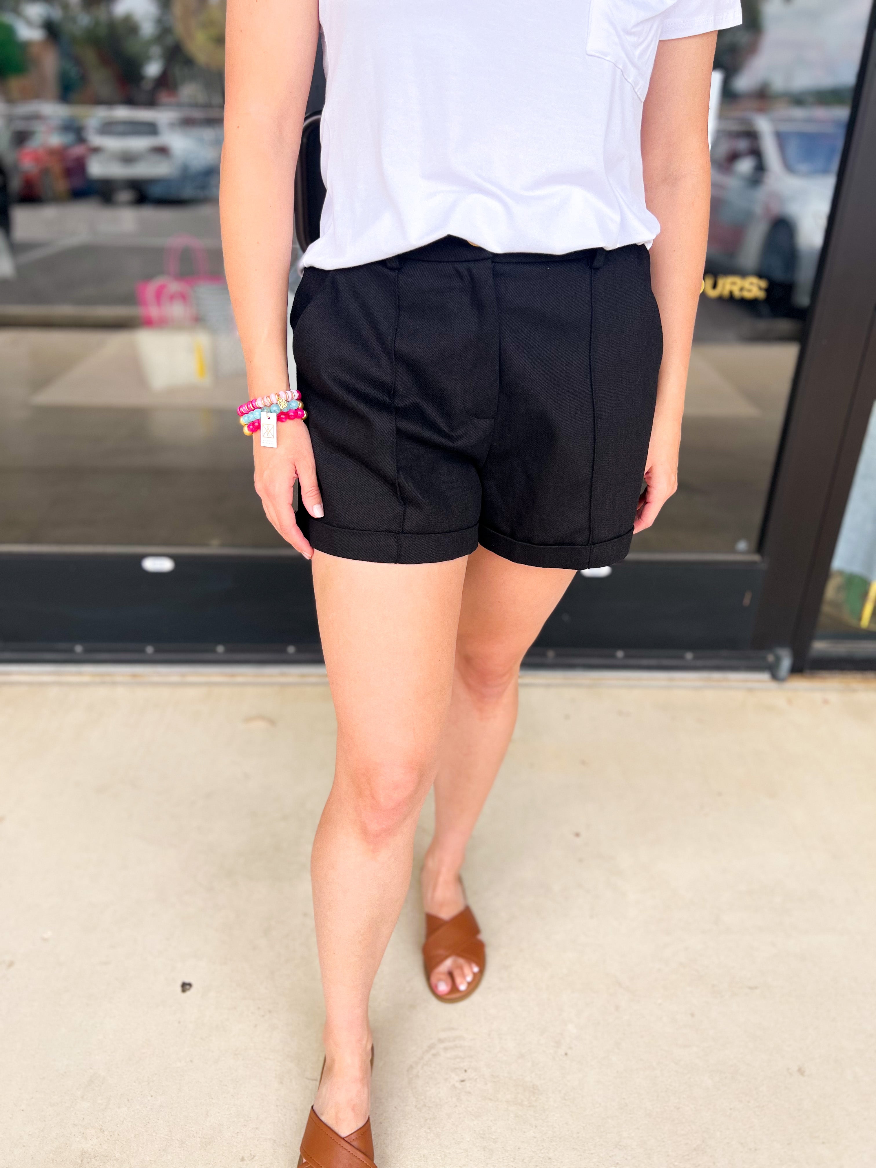Upscale Shorts - Black-410 Shorts/Skirts-ENTRO-July & June Women's Fashion Boutique Located in San Antonio, Texas