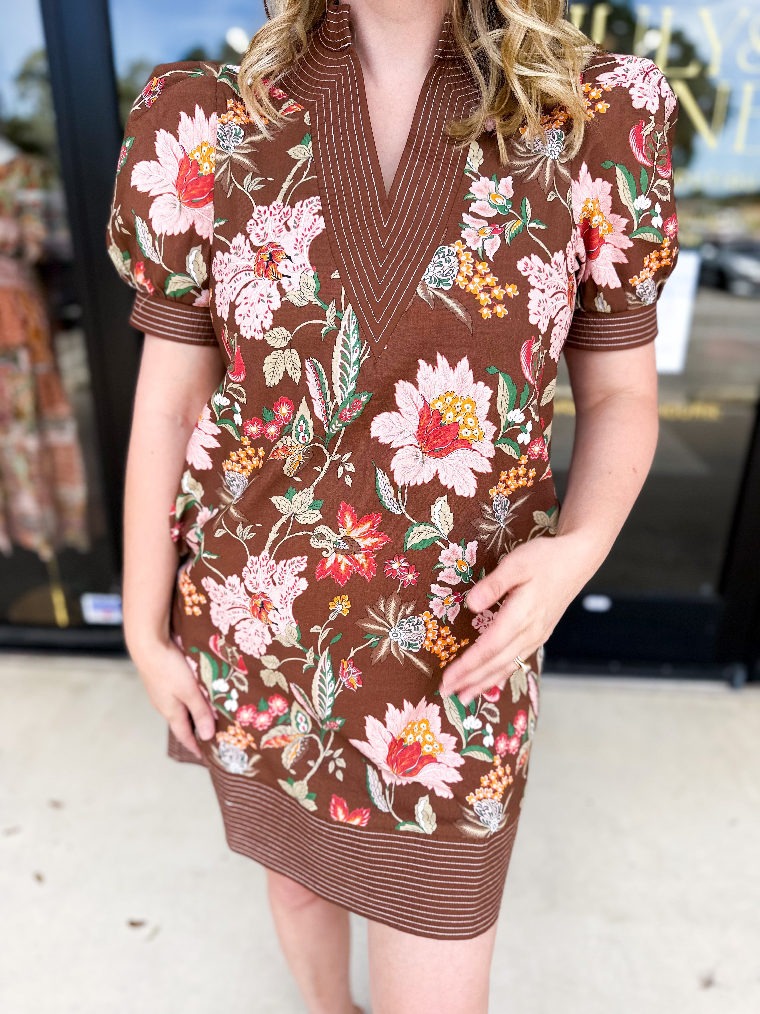 The Julia Mini Dress - Brown-510 Mini-ENTRO-July & June Women's Fashion Boutique Located in San Antonio, Texas