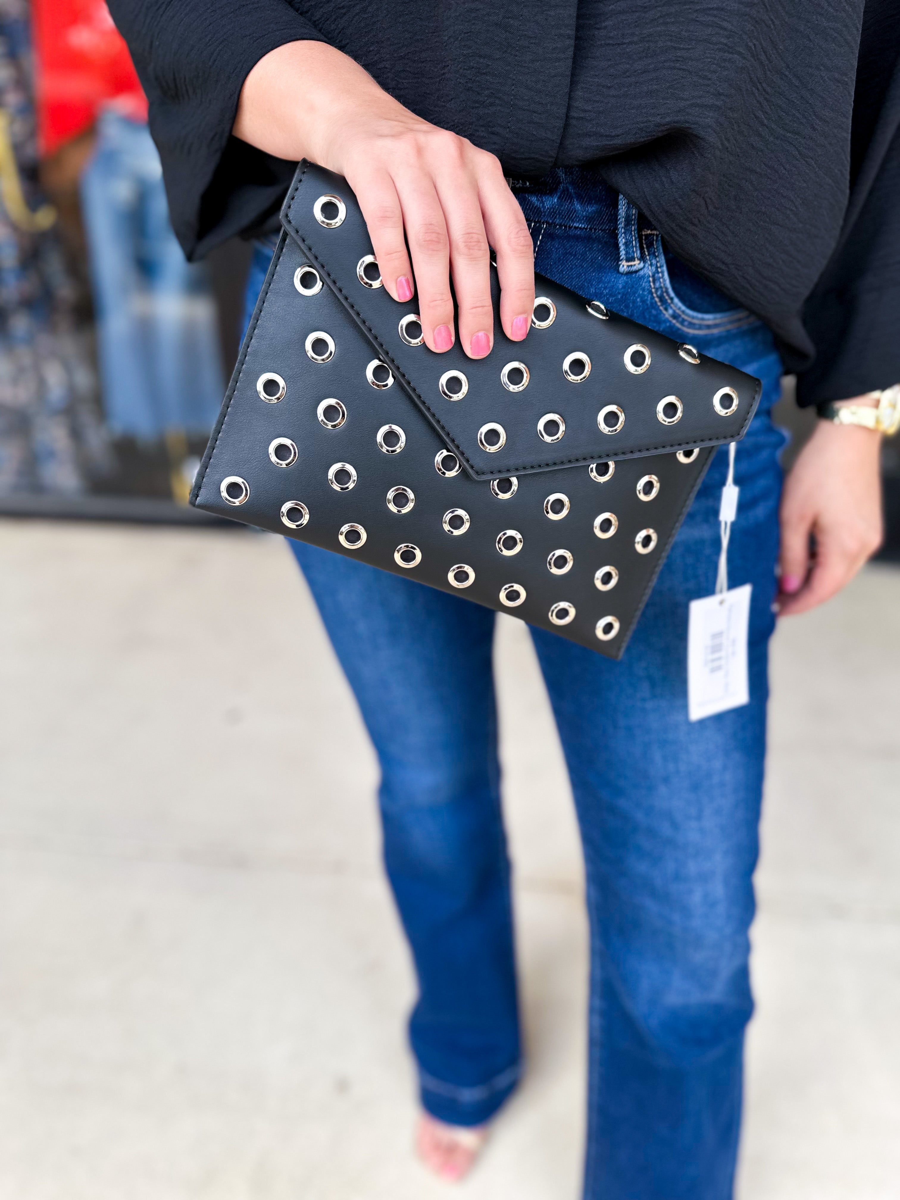 Ramona Gromet Crossbody Bag - Black-130 ACCESSORIES-Moda Luxe-July & June Women's Fashion Boutique Located in San Antonio, Texas