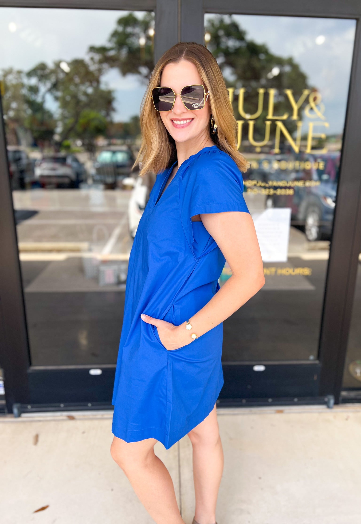 The Melinda Mini Dress - Blue-510 Mini-PINCH-July & June Women's Fashion Boutique Located in San Antonio, Texas
