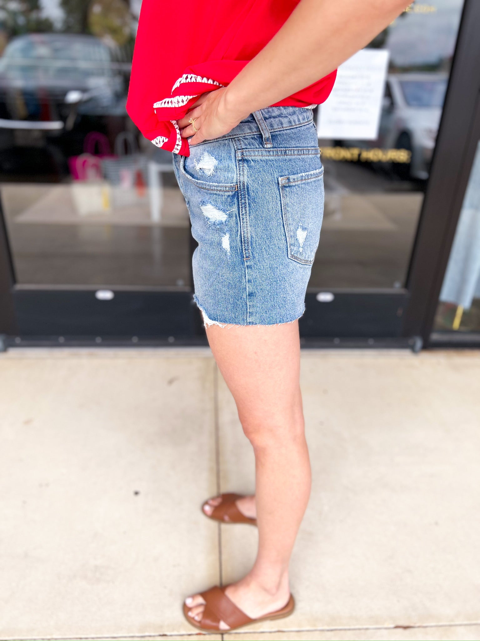 Vervet - High Rise Medium Wash Mom Shorts-410 Shorts/Skirts-VEVERT BY FLYING MONKEY-July & June Women's Fashion Boutique Located in San Antonio, Texas