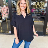 Everyday Oversized Blouse - Black-200 Fashion Blouses-JODIFL-July & June Women's Fashion Boutique Located in San Antonio, Texas