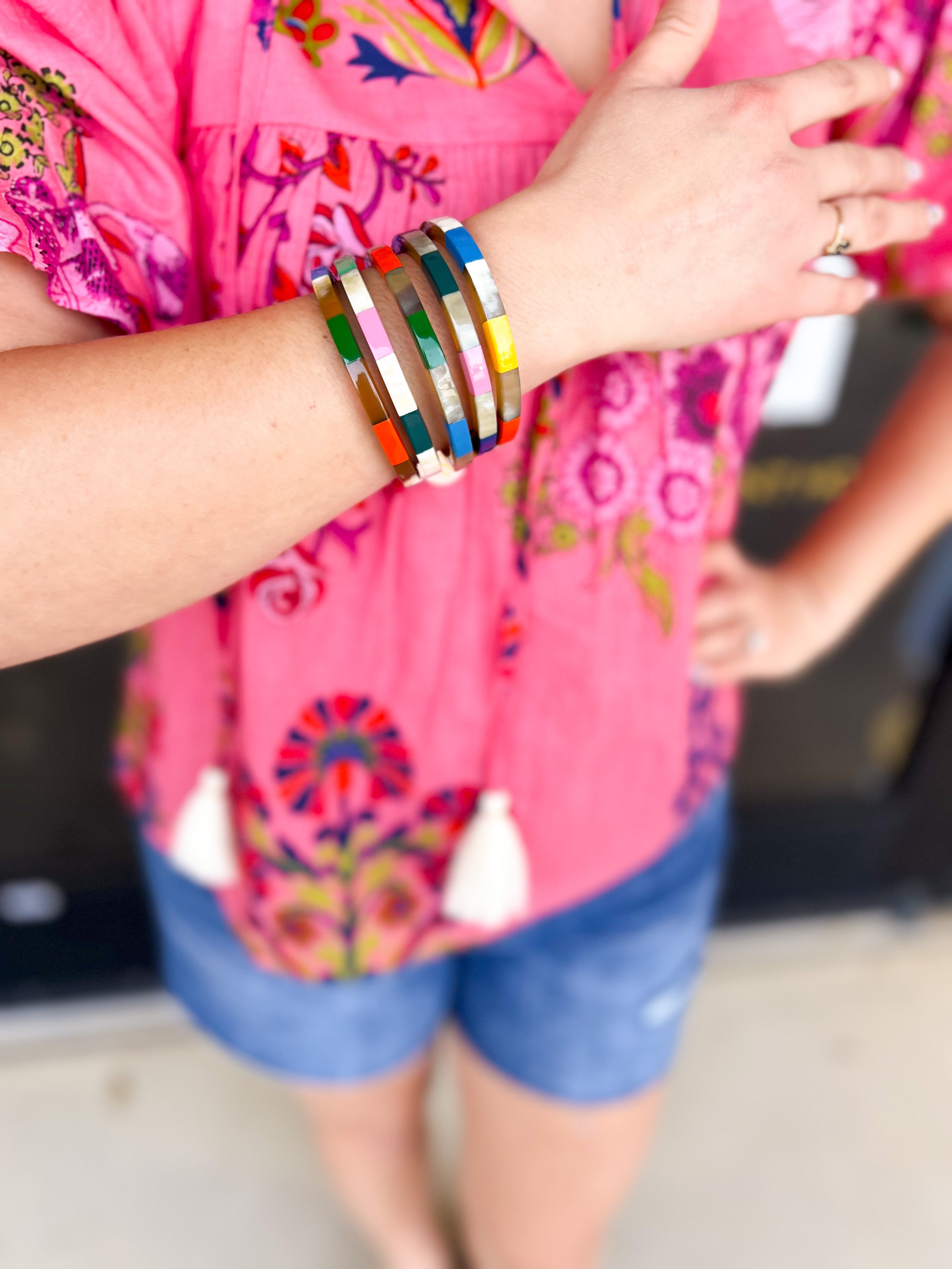 Sunshine Tienda - Watercolor Tile Bangle Set-110 Jewelry & Hair-Sunshine Tienda-July & June Women's Fashion Boutique Located in San Antonio, Texas