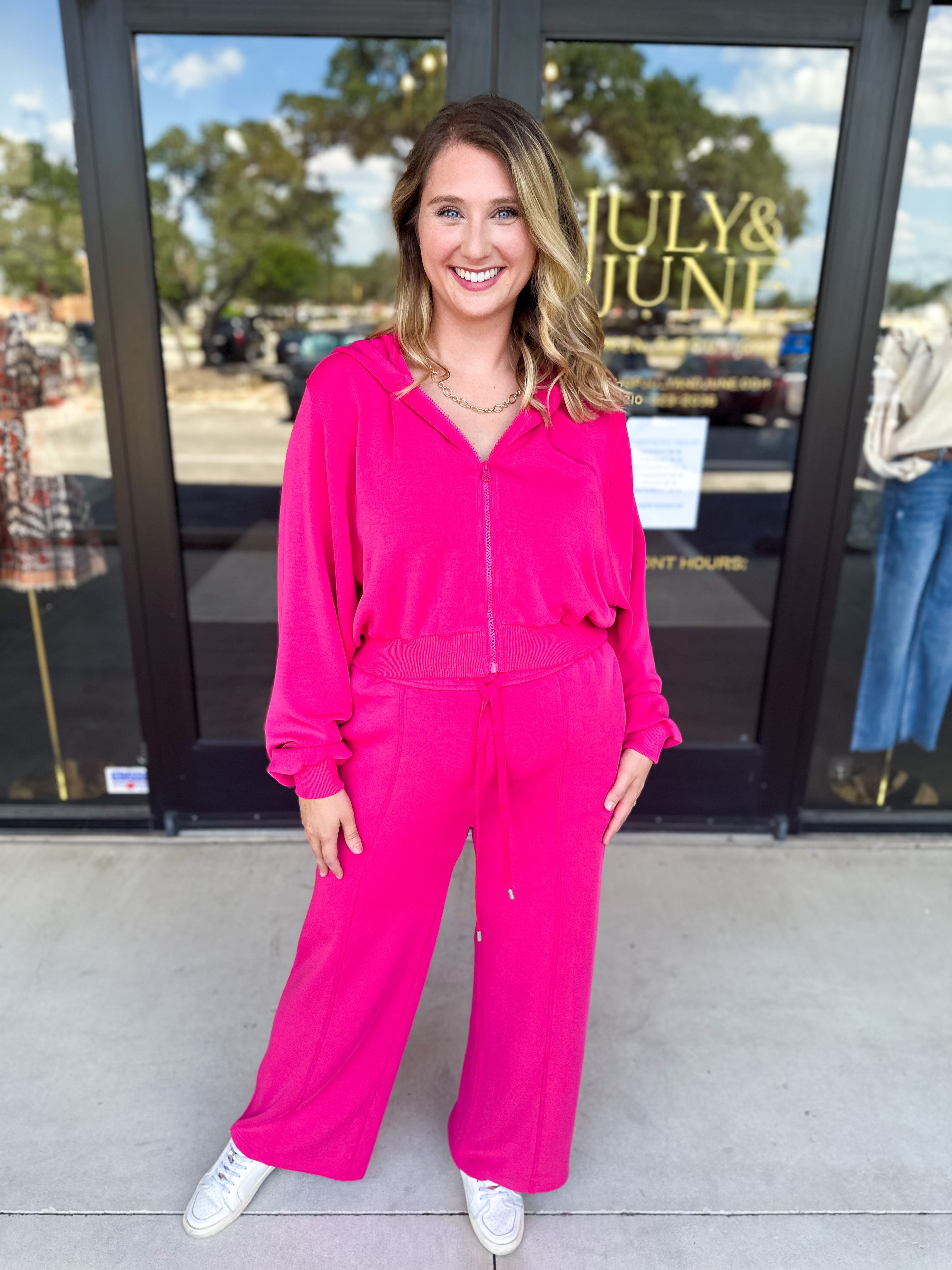 Soft Modal Lounge Pants - Fuchsia Pink-300 Athleisure/Lounge-SKIES ARE BLUE-July & June Women's Fashion Boutique Located in San Antonio, Texas