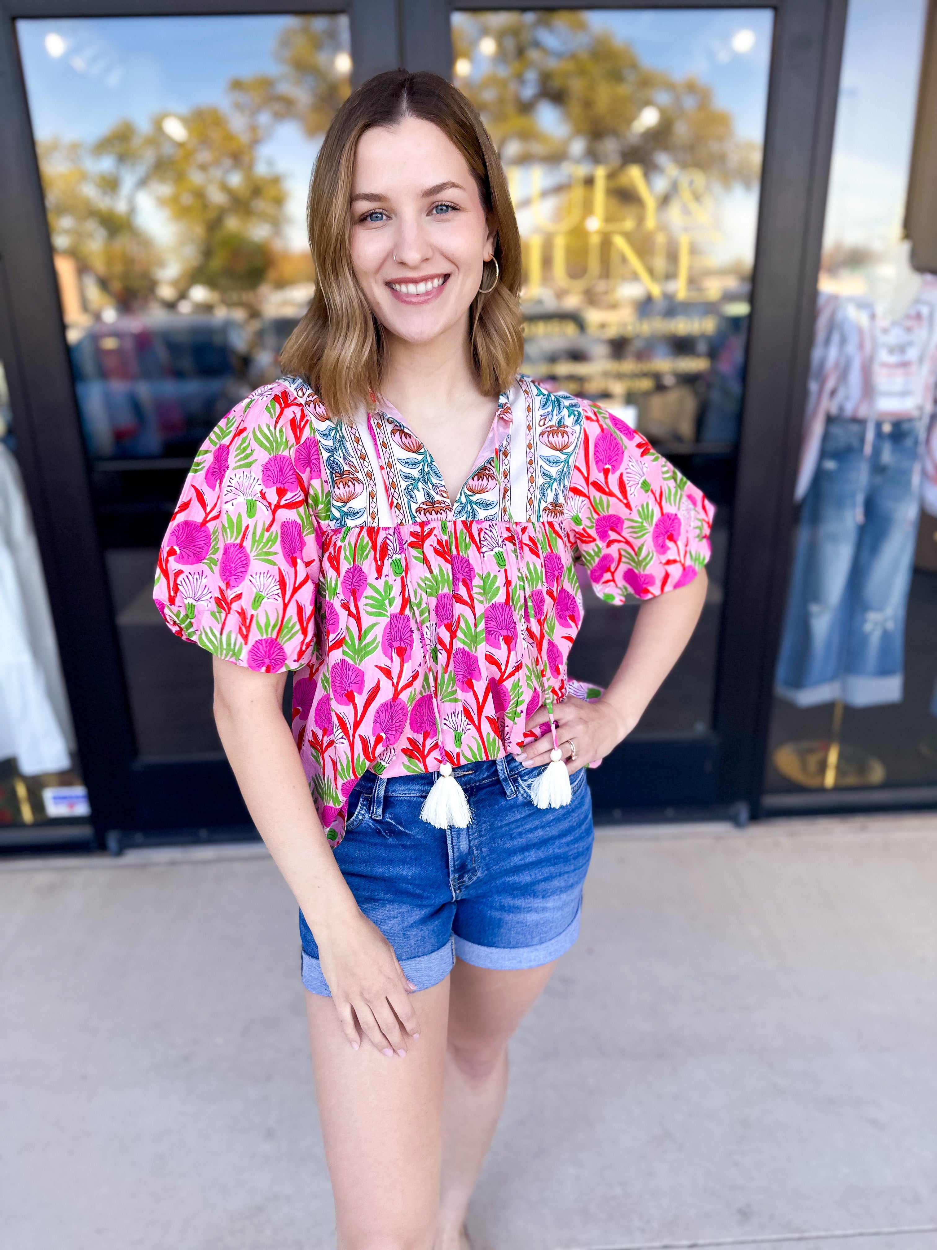 THML - Garden Harvest Blouse-200 Fashion Blouses-THML-July & June Women's Fashion Boutique Located in San Antonio, Texas
