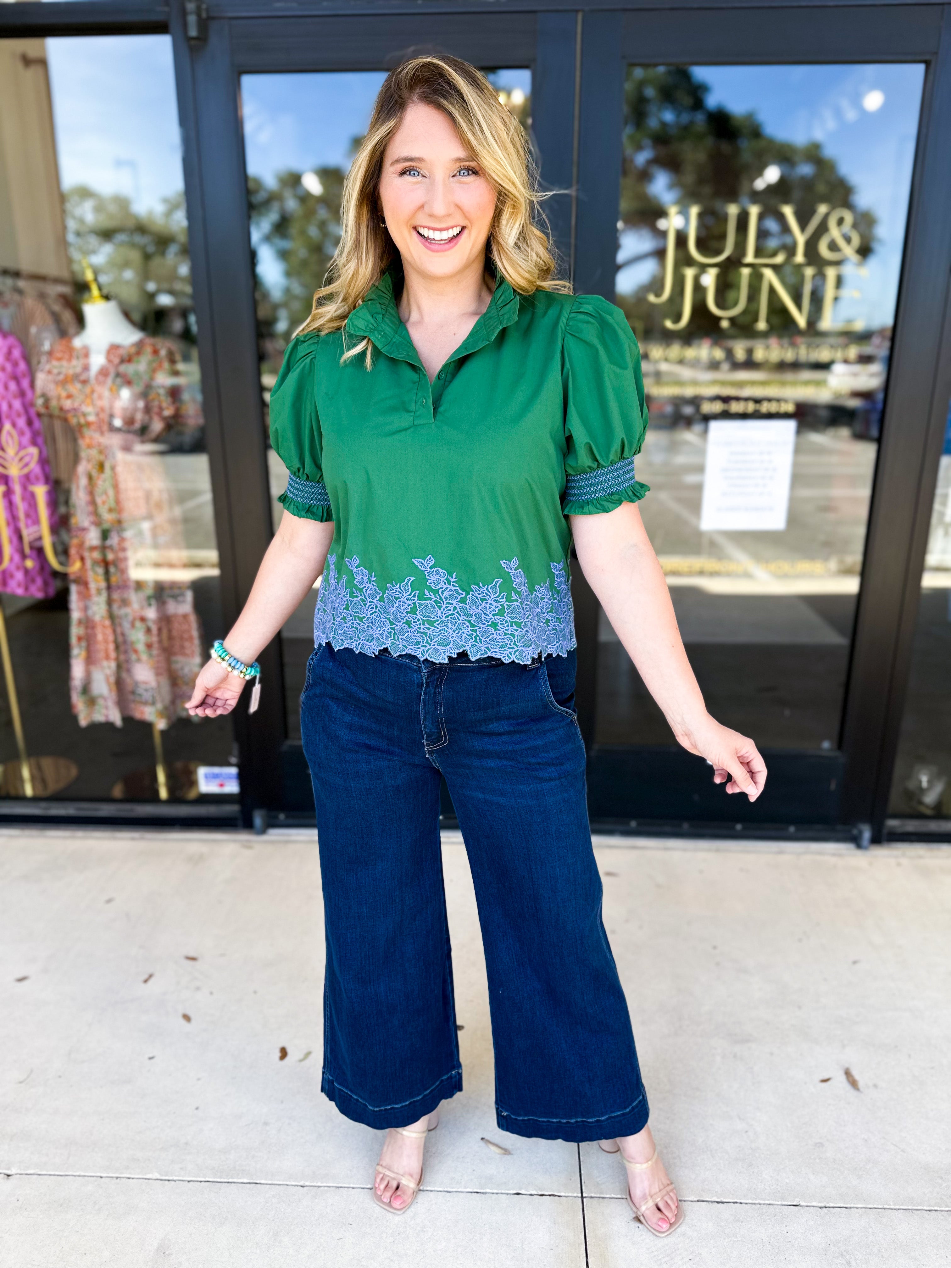 Vervet - Dark High Rise Trouser Wide Leg Jeans-400 Pants-VEVERT BY FLYING MONKEY-July & June Women's Fashion Boutique Located in San Antonio, Texas