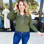Tailored Knit Long Sleeve - Olive-230 Sweaters/Cardis-LISTICLE-July & June Women's Fashion Boutique Located in San Antonio, Texas