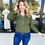 Tailored Knit Long Sleeve - Olive-230 Sweaters/Cardis-LISTICLE-July & June Women's Fashion Boutique Located in San Antonio, Texas