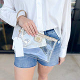 Natalie Wood - Clearly Fabulous Clear Wristlet in Gold Metallic-130 Accessories-Natalie Wood-July & June Women's Fashion Boutique Located in San Antonio, Texas