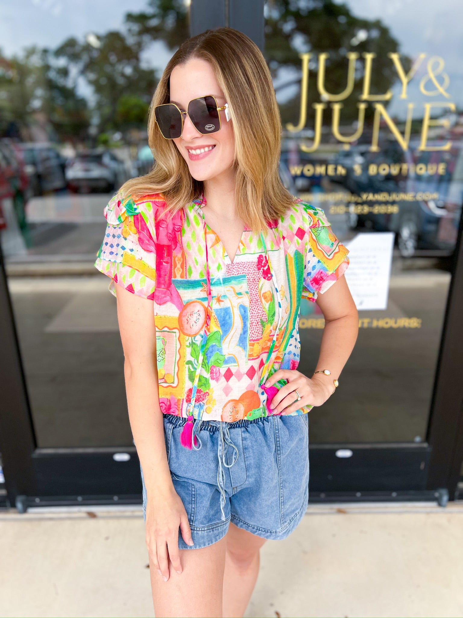 THML - In The City Blouse-200 Fashion Blouses-THML-July & June Women's Fashion Boutique Located in San Antonio, Texas