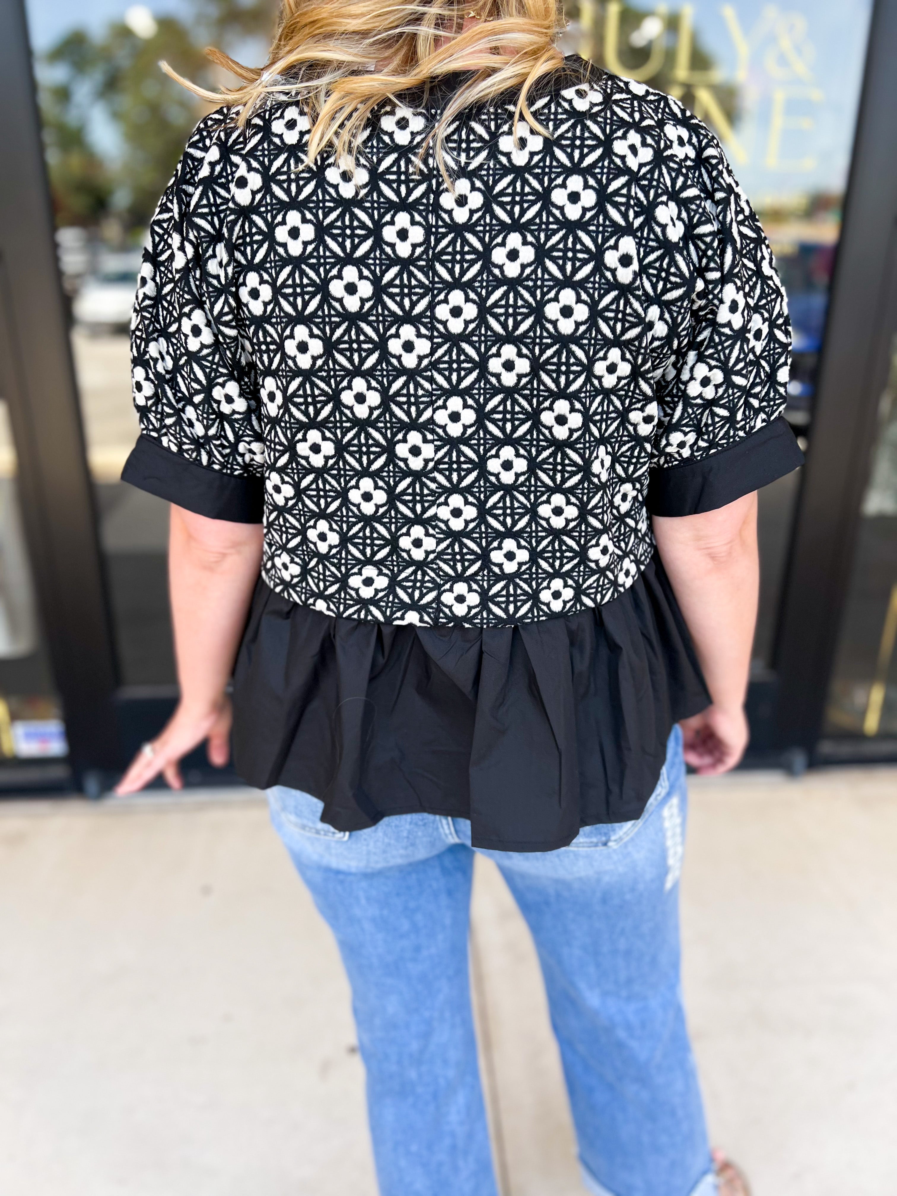 The Fall Peplum Top - Black-200 Fashion Blouses-ENTRO-July & June Women's Fashion Boutique Located in San Antonio, Texas