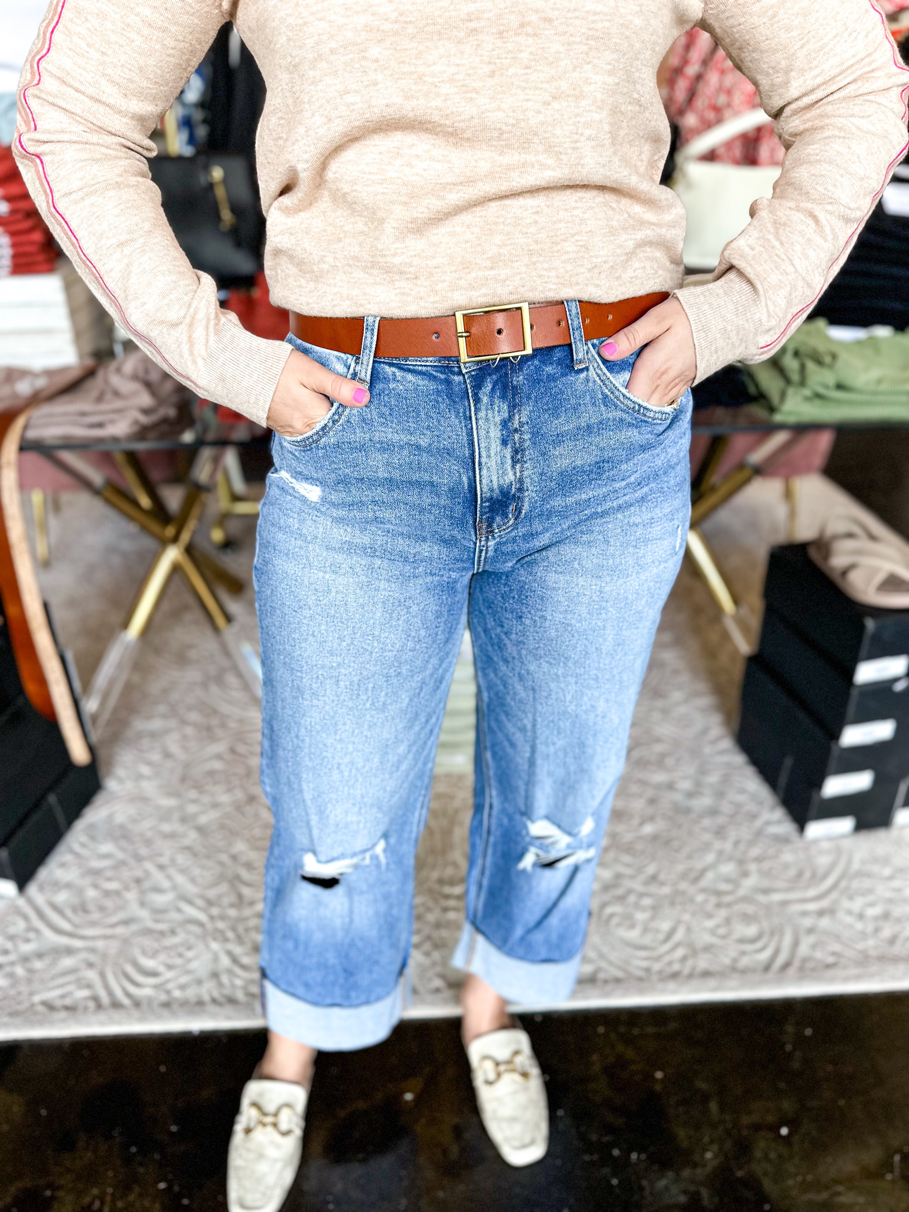 Classic Rectangle Leather Belt - 4 Sizes-130 Accessories-Most Wanted USA-July & June Women's Fashion Boutique Located in San Antonio, Texas
