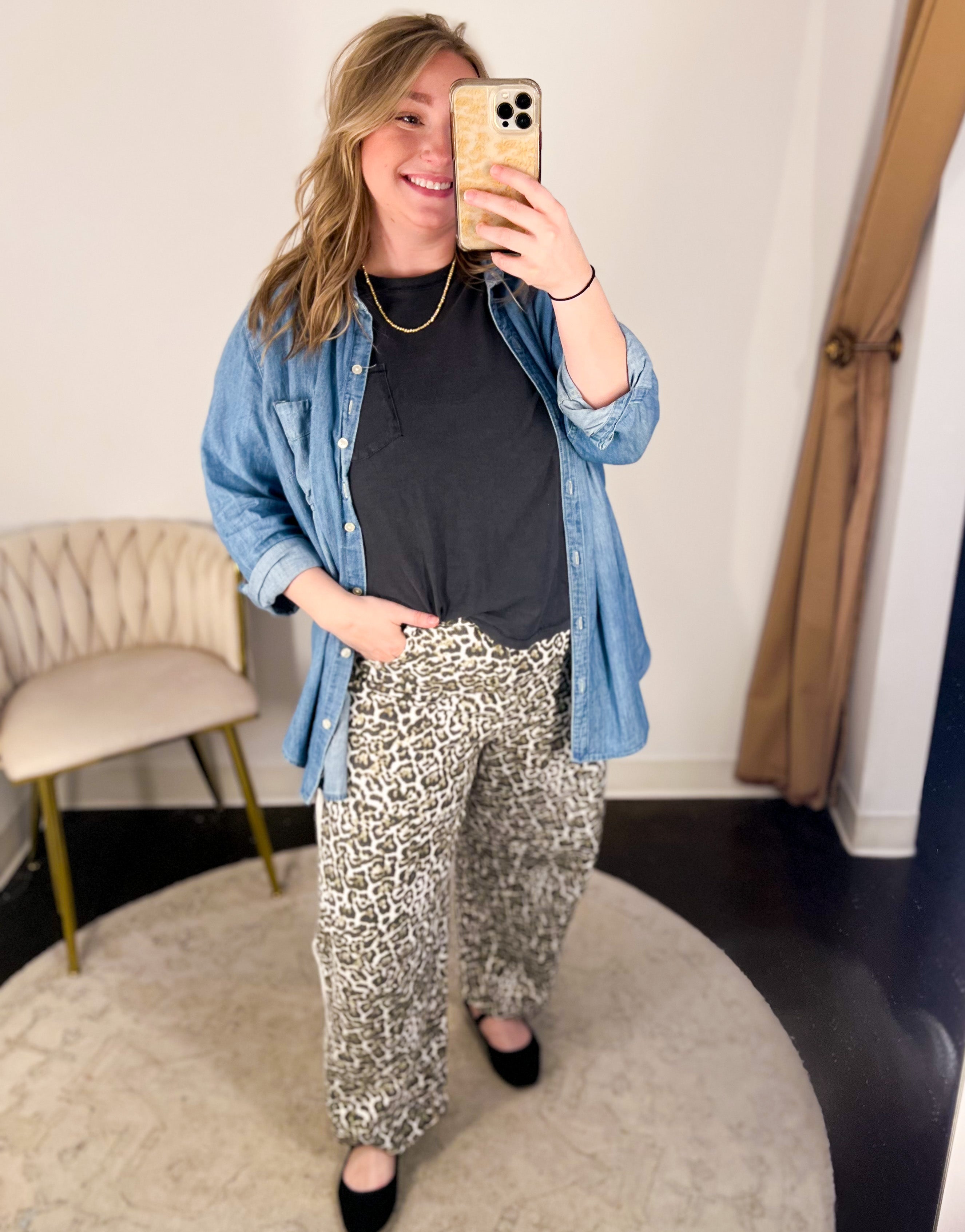 Leopard Barrel Jeans-400 Pants-JODIFL-July & June Women's Fashion Boutique Located in San Antonio, Texas