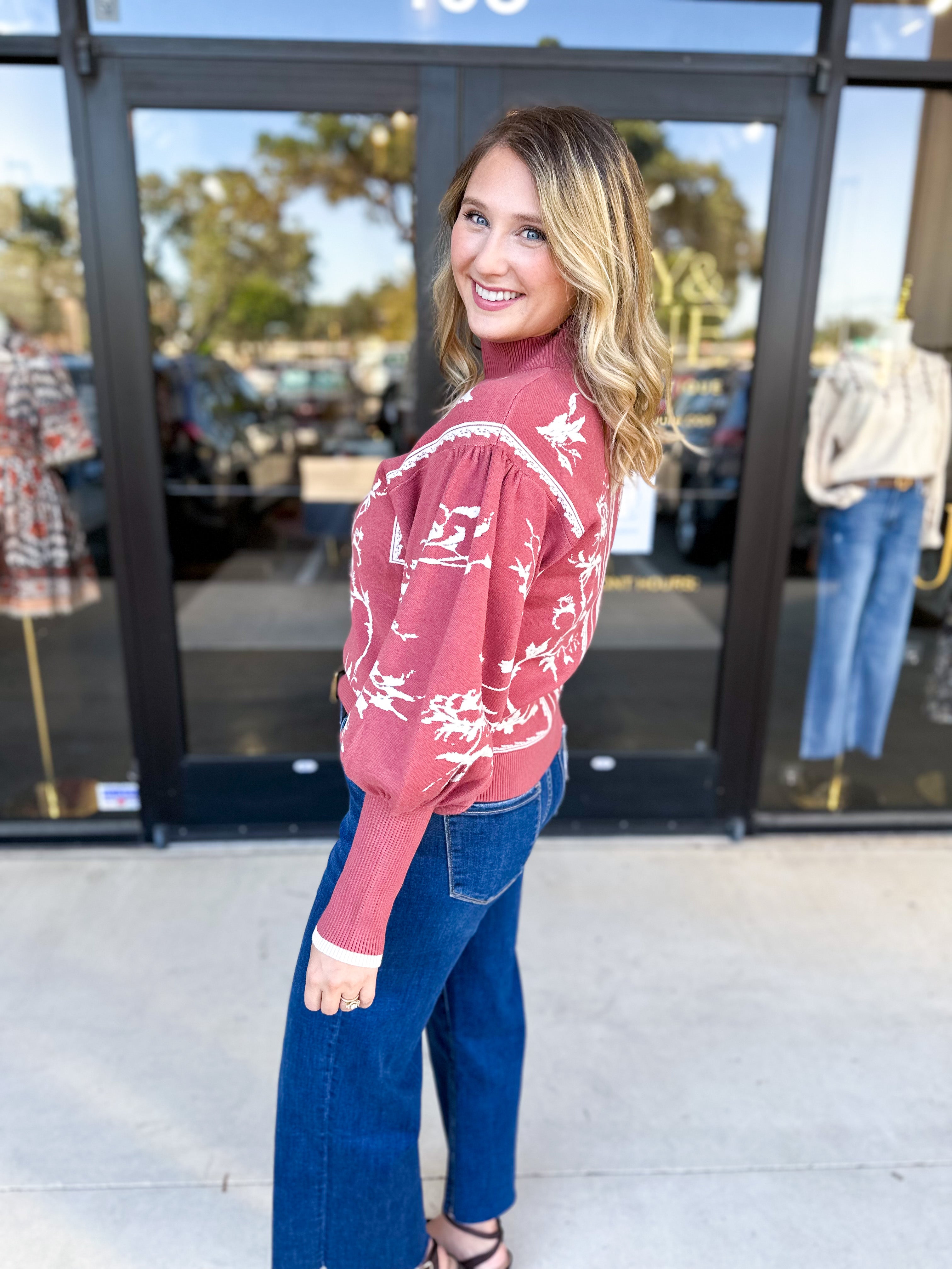 The Vintage Floral Sweater - Rose-230 Sweaters/Cardis-FATE-July & June Women's Fashion Boutique Located in San Antonio, Texas