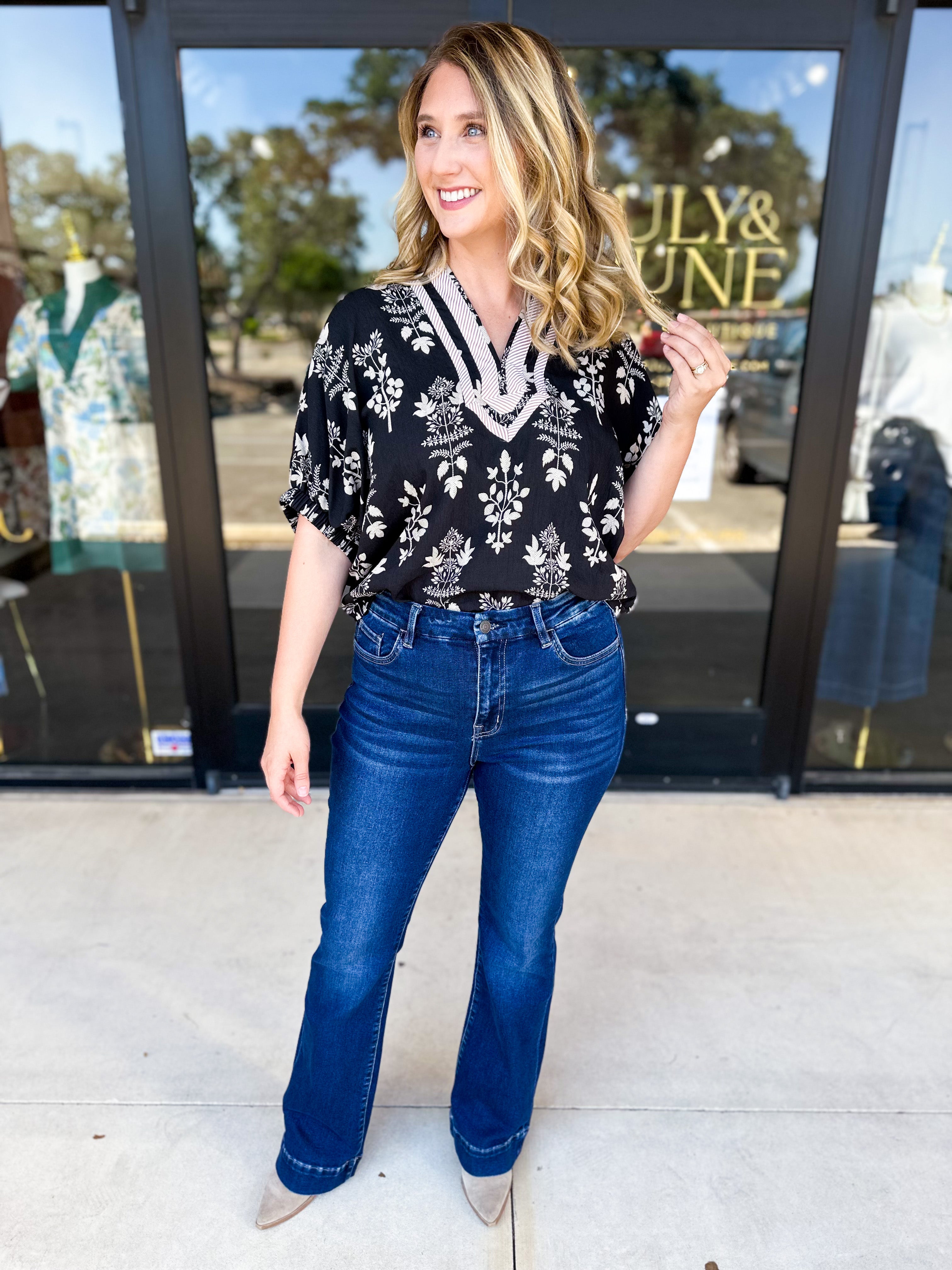 The Frankie Blouse - Black-200 Fashion Blouses-ENTRO-July & June Women's Fashion Boutique Located in San Antonio, Texas