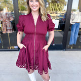 The Adeline Mini Dress - Wine-510 Mini-ENTRO-July & June Women's Fashion Boutique Located in San Antonio, Texas