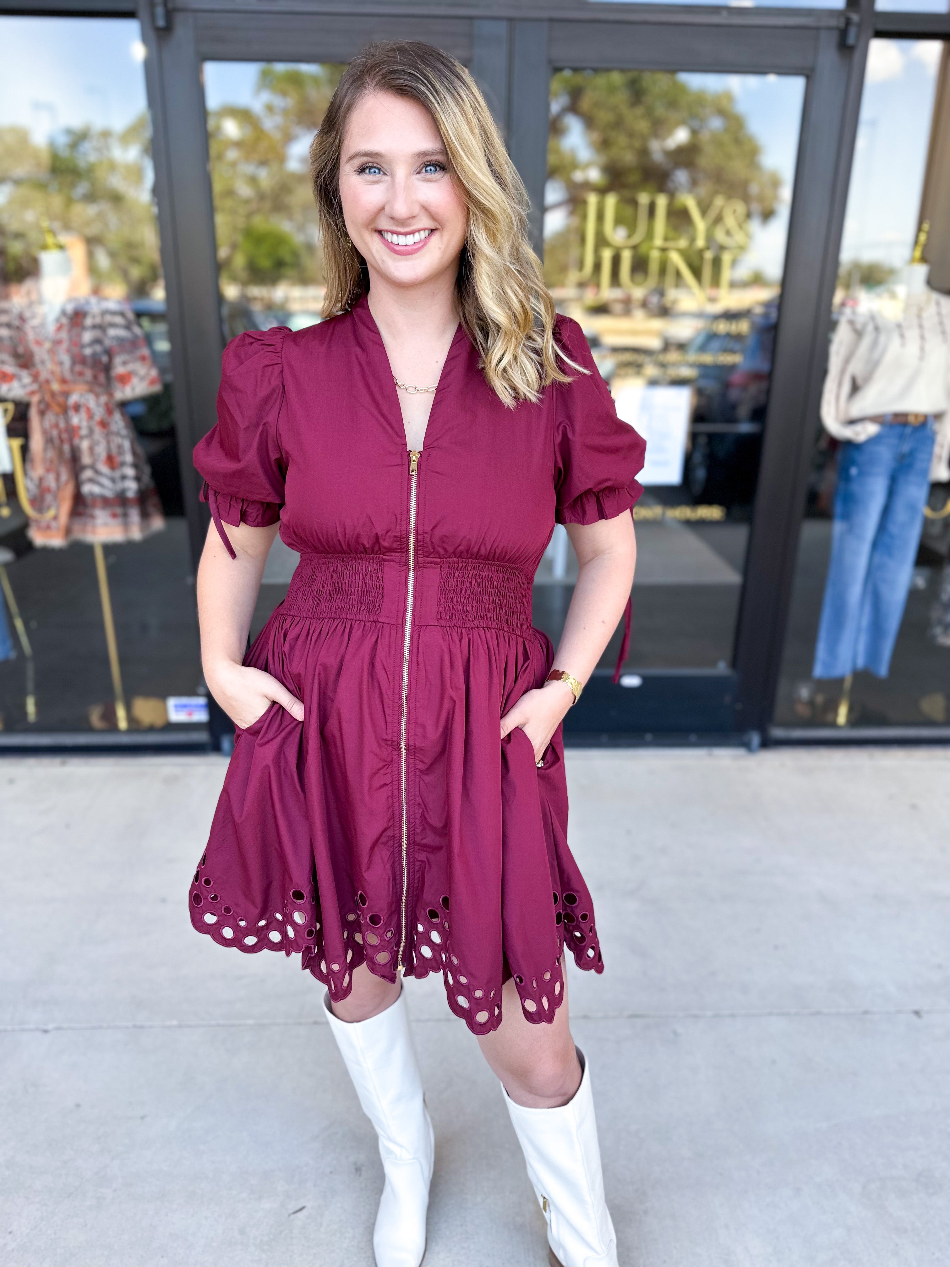 The Adeline Mini Dress - Wine-510 Mini-ENTRO-July & June Women's Fashion Boutique Located in San Antonio, Texas