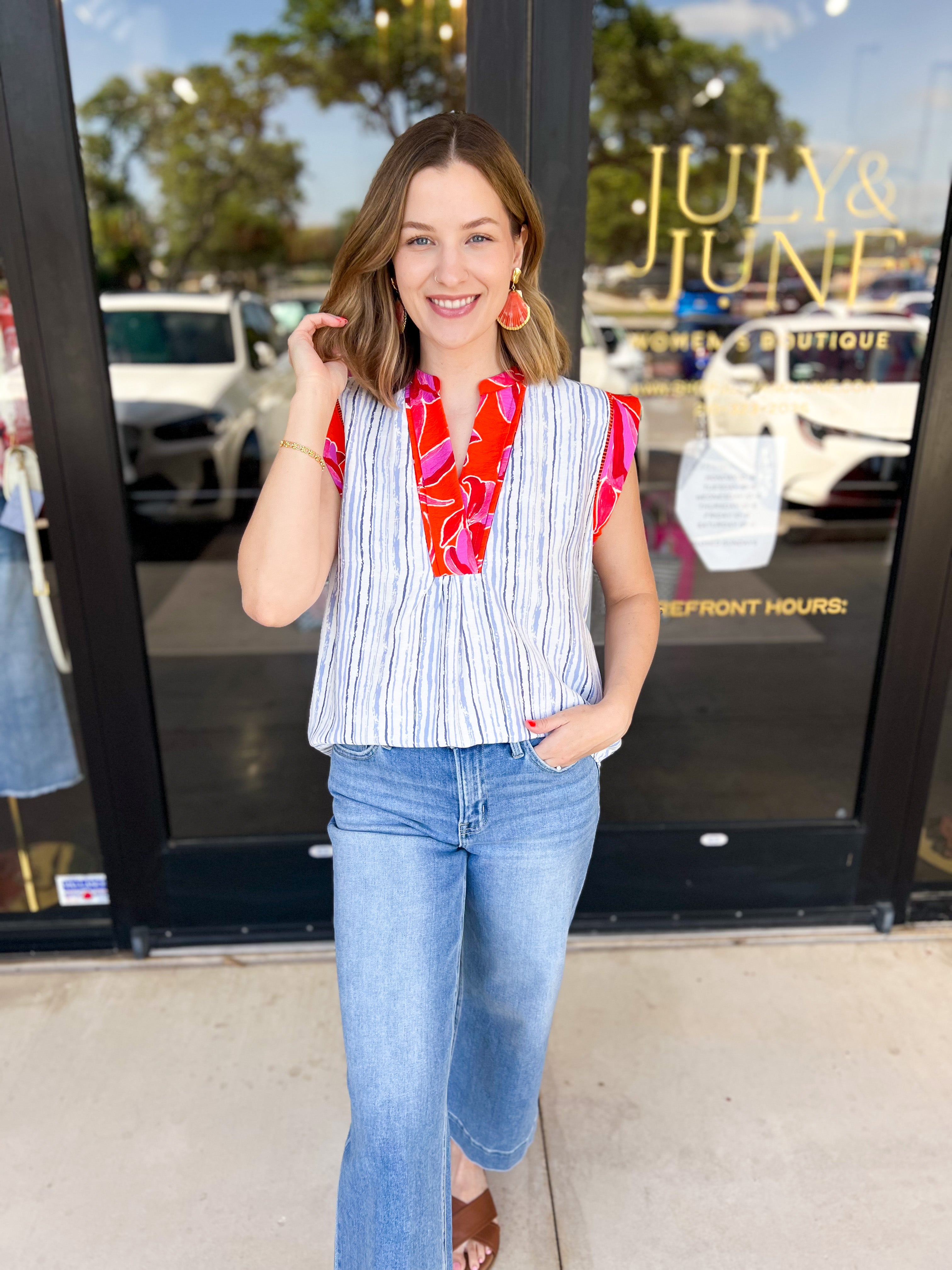 THML - Cally Blouse-200 Fashion Blouses-THML-July & June Women's Fashion Boutique Located in San Antonio, Texas