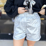The Chic Party Short - Silver-410 Shorts/Skirts-SKIES ARE BLUE-July & June Women's Fashion Boutique Located in San Antonio, Texas