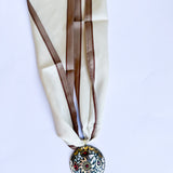Scarf Necklace - Taupe Round Medallion-110 Jewelry & Hair-HART DESIGNS-July & June Women's Fashion Boutique Located in San Antonio, Texas