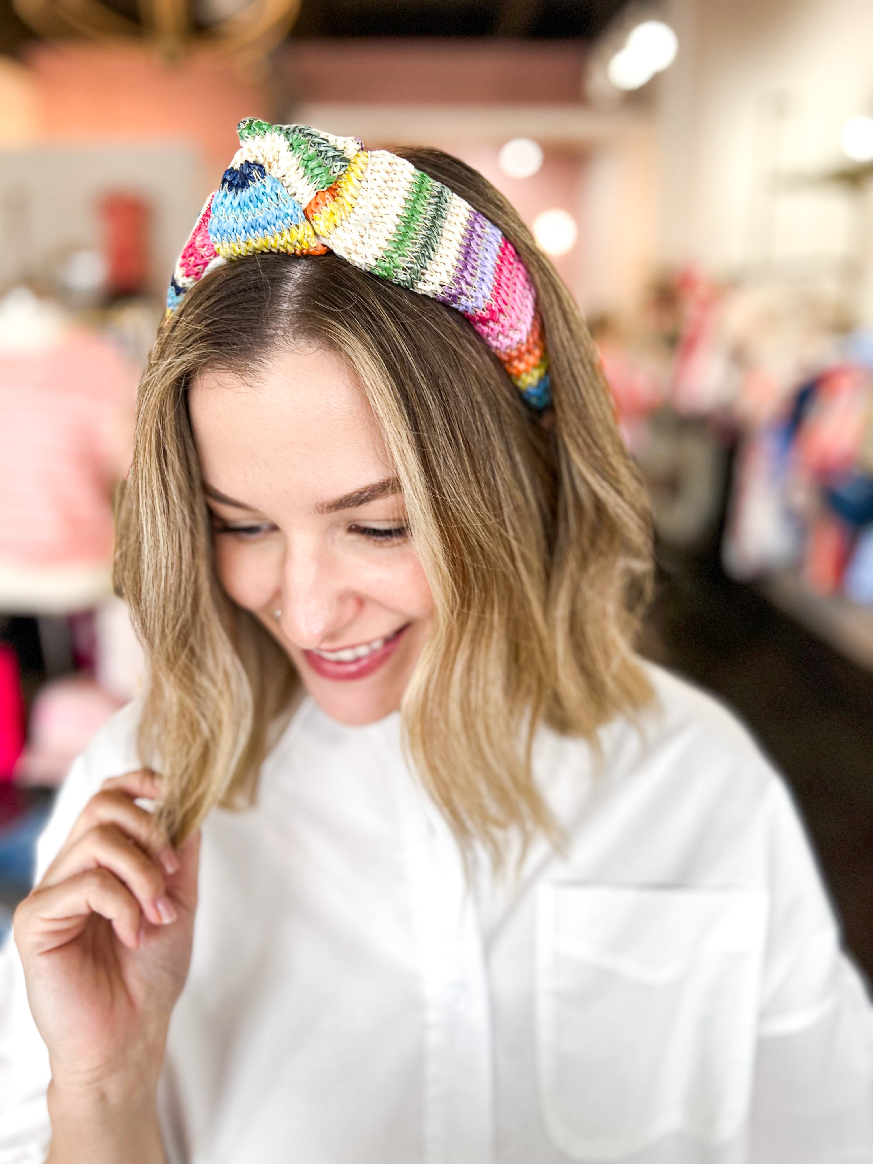 Rainbow Stripe Knotted Headband-130 ACCESSORIES-SHIRALEAH-July & June Women's Fashion Boutique Located in San Antonio, Texas