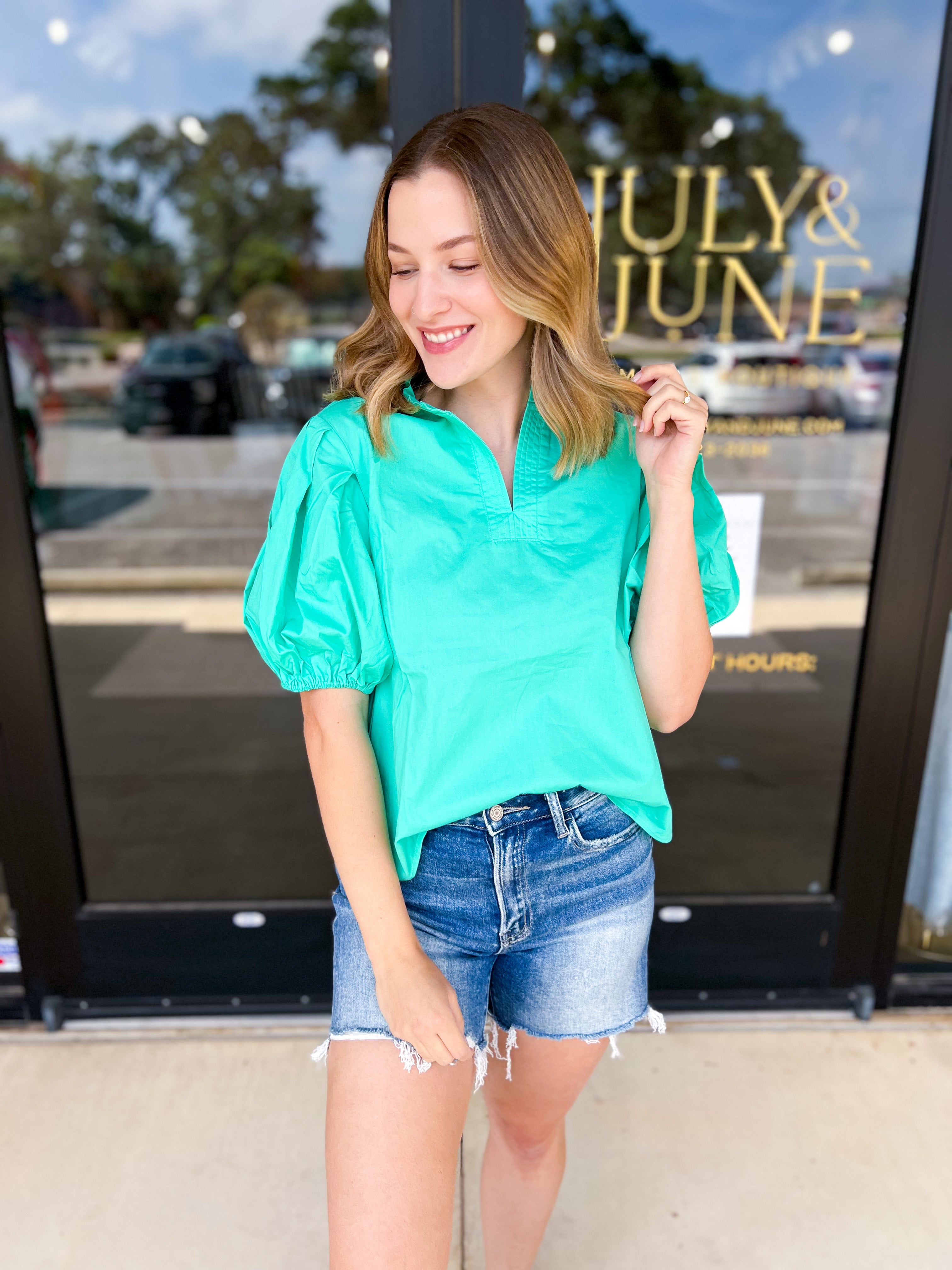 Simply Sweet Blouse - Spearmint-200 Fashion Blouses-PINCH-July & June Women's Fashion Boutique Located in San Antonio, Texas