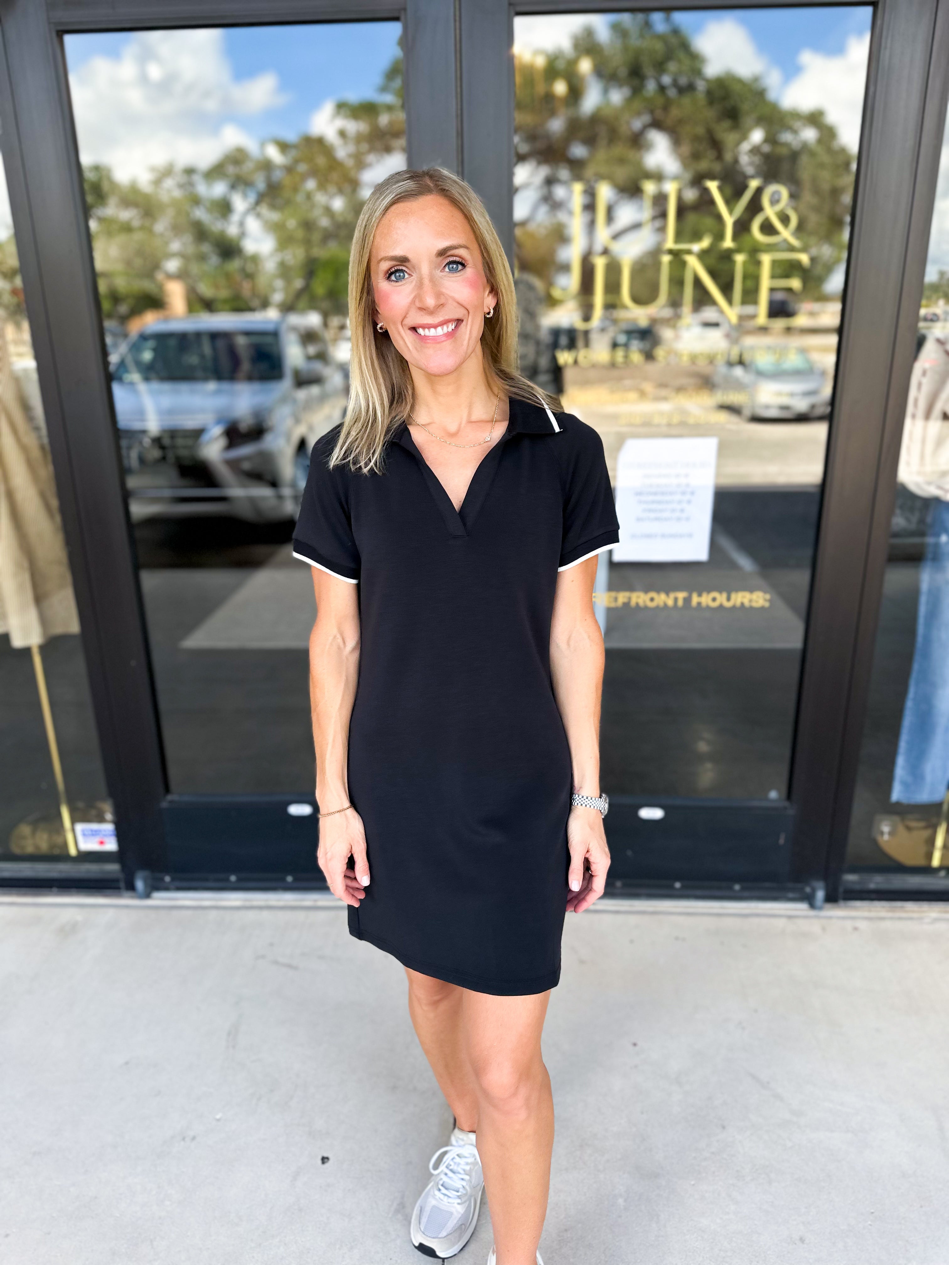 Modal Athletic Mini Dress - Black-510 Mini-SKIES ARE BLUE-July & June Women's Fashion Boutique Located in San Antonio, Texas