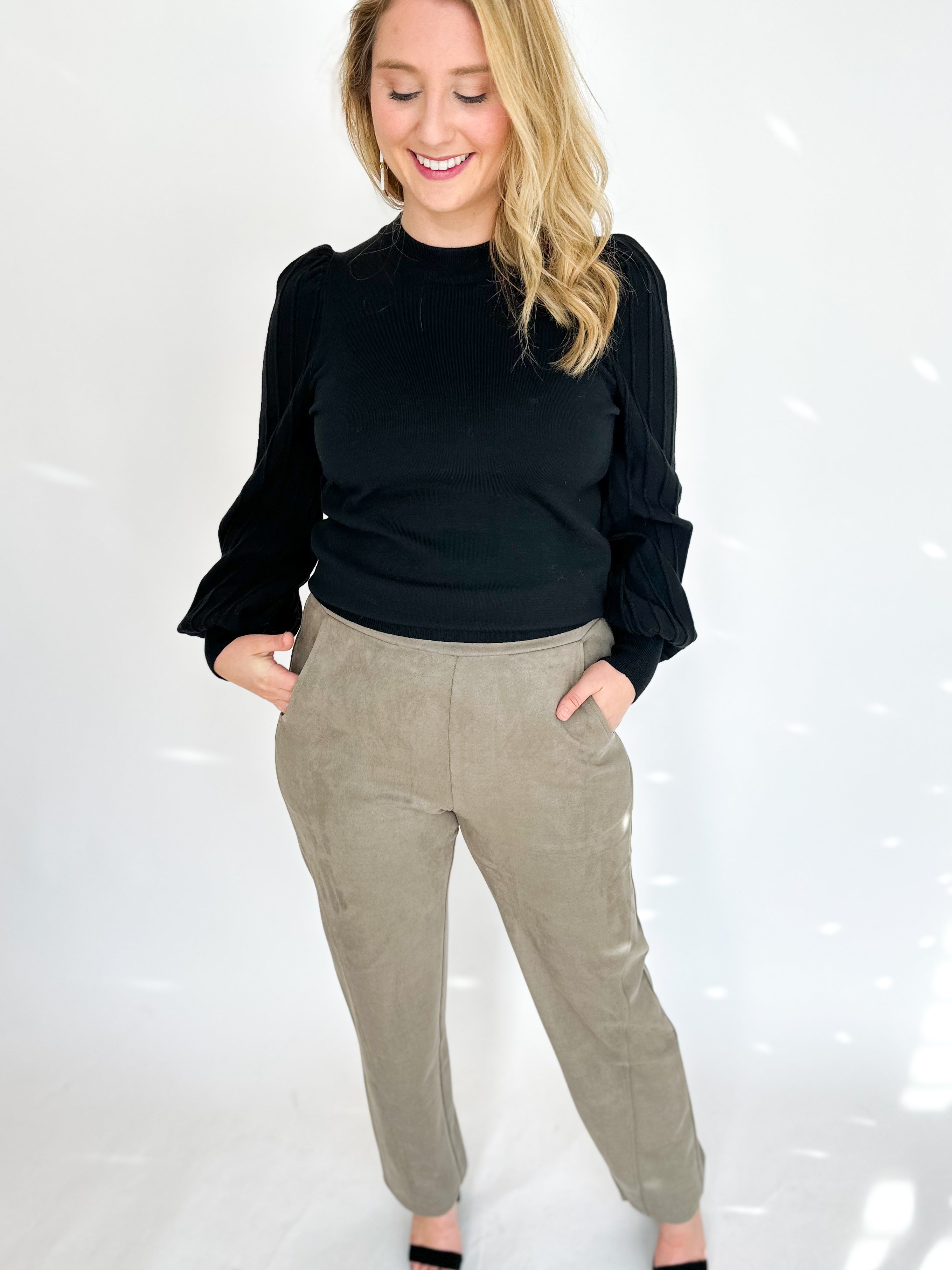 Chic Trousers - Mocha-400 Pants-ALLIE ROSE-July & June Women's Fashion Boutique Located in San Antonio, Texas