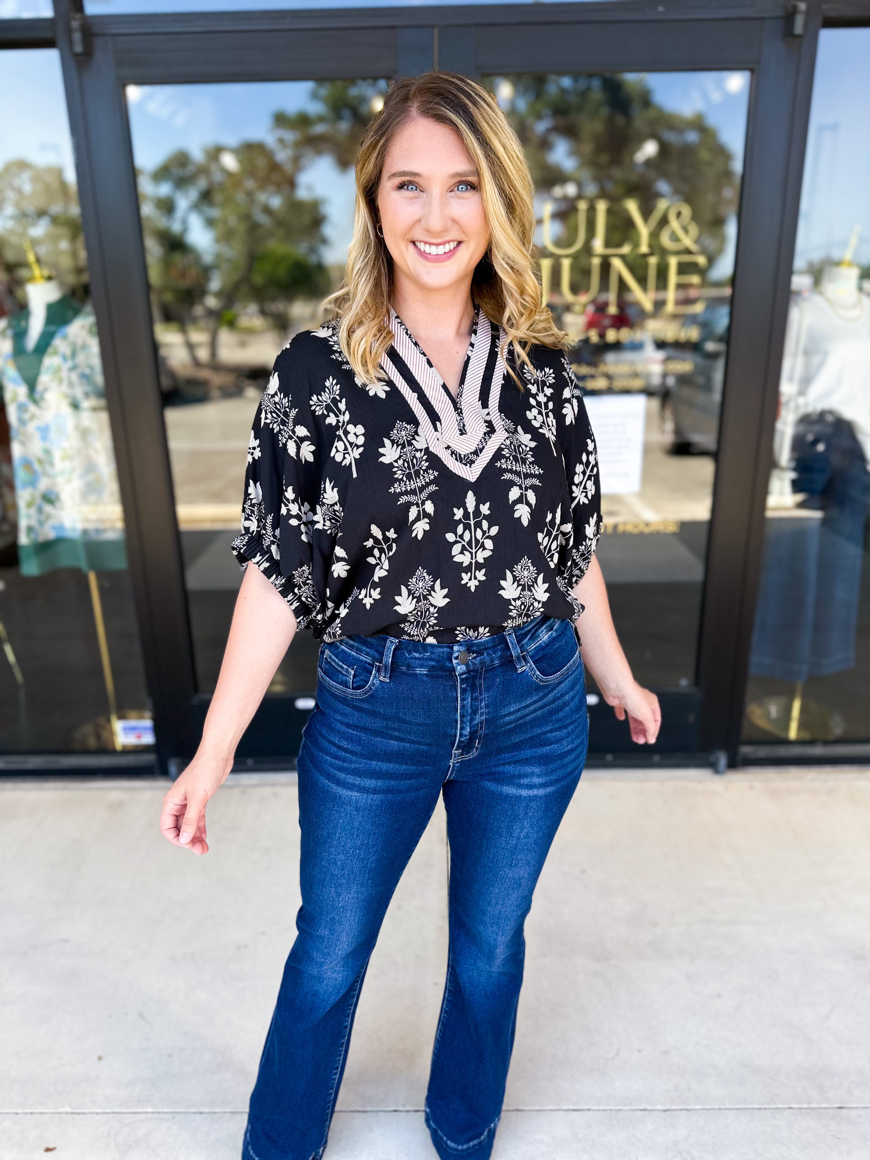 The Frankie Blouse - Black-200 Fashion Blouses-ENTRO-July & June Women's Fashion Boutique Located in San Antonio, Texas