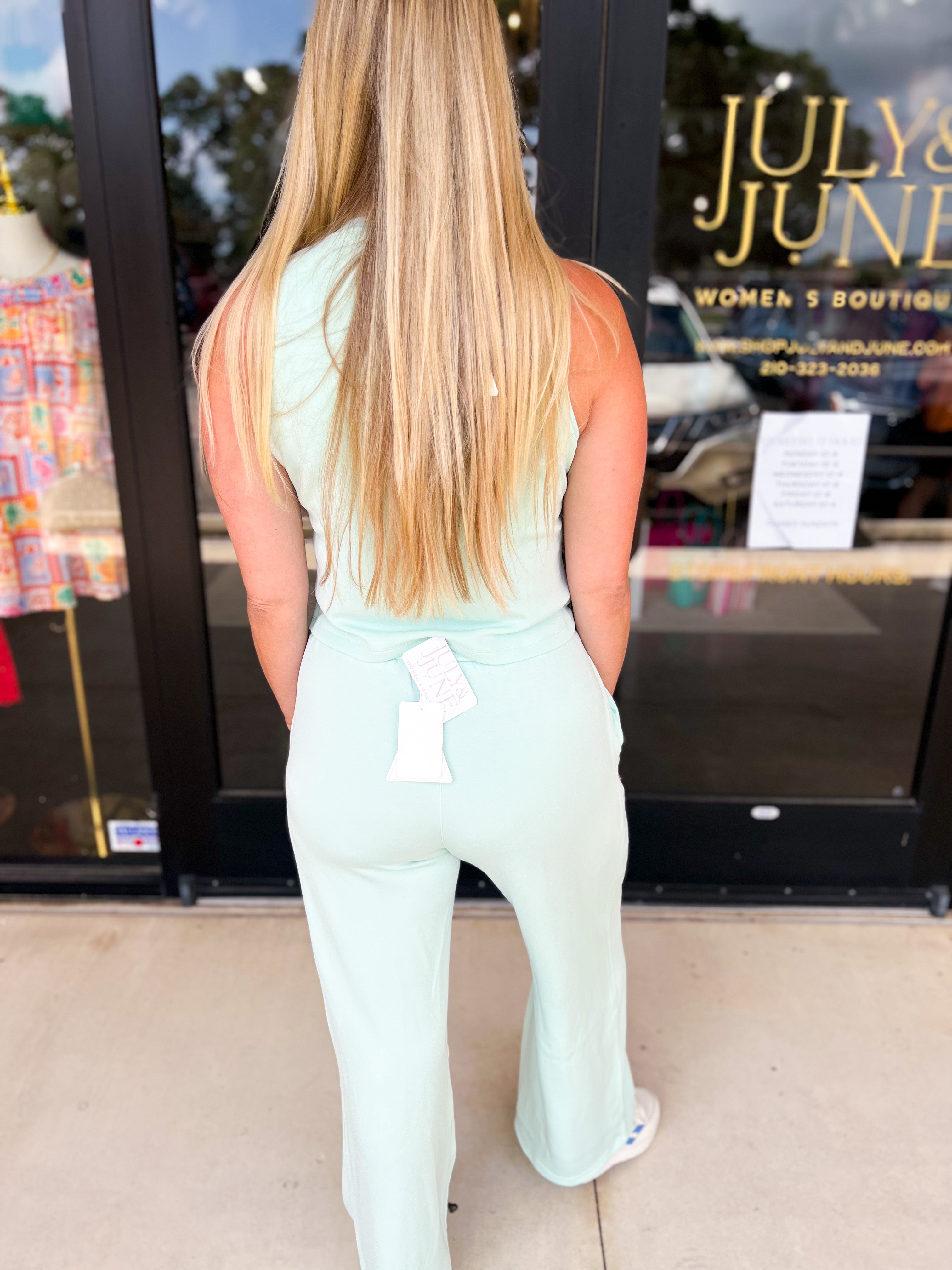 Soft Modal Lounge Pants - Mint-300 Athleisure/Lounge-SKIES ARE BLUE-July & June Women's Fashion Boutique Located in San Antonio, Texas