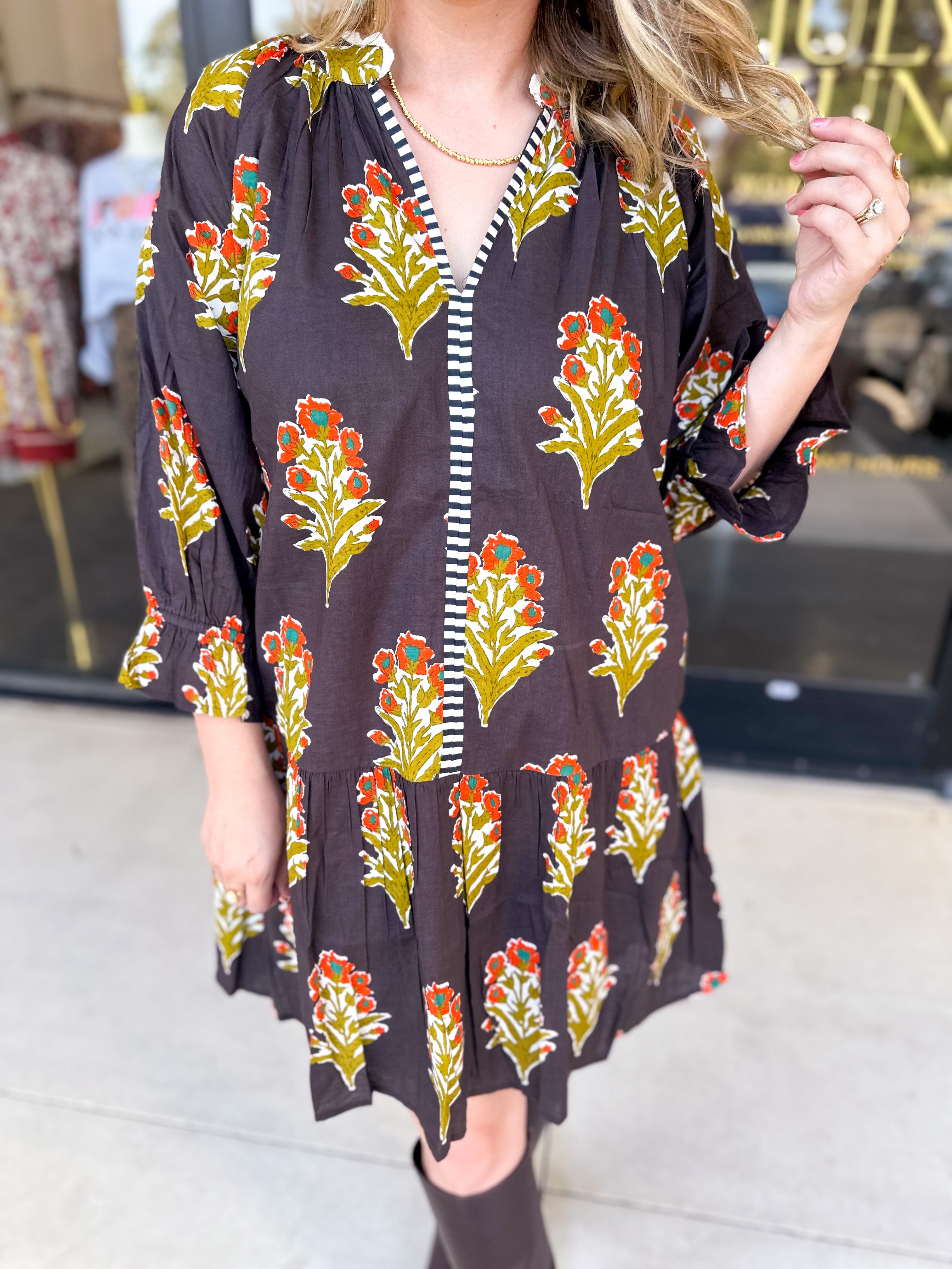 THML - Black Floral Mini Dress-510 Mini-THML-July & June Women's Fashion Boutique Located in San Antonio, Texas