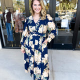 Fall Meadows Midi Dress - Midnight Blue-500 Midi-ENTRO-July & June Women's Fashion Boutique Located in San Antonio, Texas