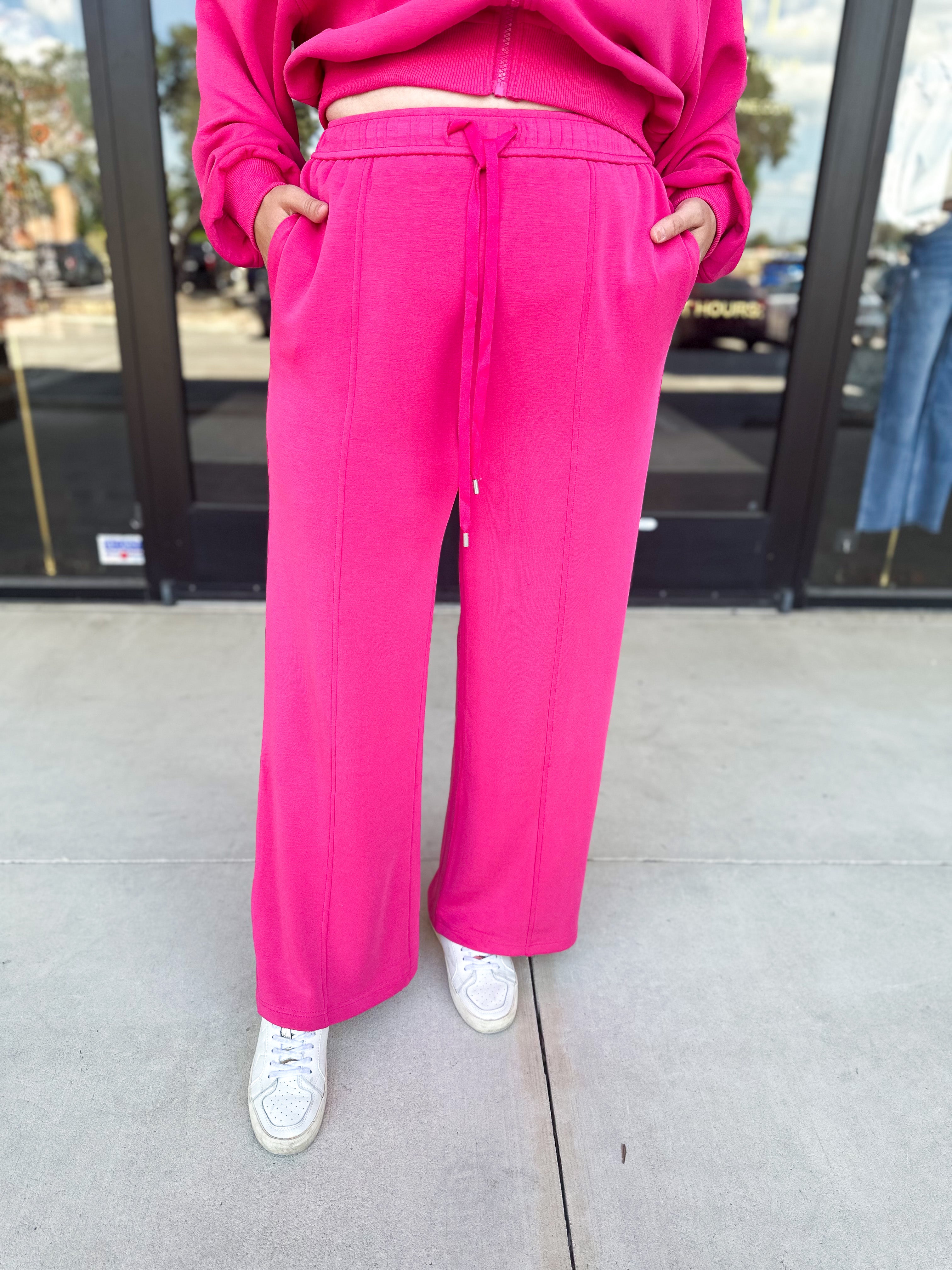 Soft Modal Lounge Pants - Fuchsia Pink-300 Athleisure/Lounge-SKIES ARE BLUE-July & June Women's Fashion Boutique Located in San Antonio, Texas