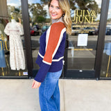 THML - Navy & Rust Sweter-230 Sweaters/Cardis-THML-July & June Women's Fashion Boutique Located in San Antonio, Texas