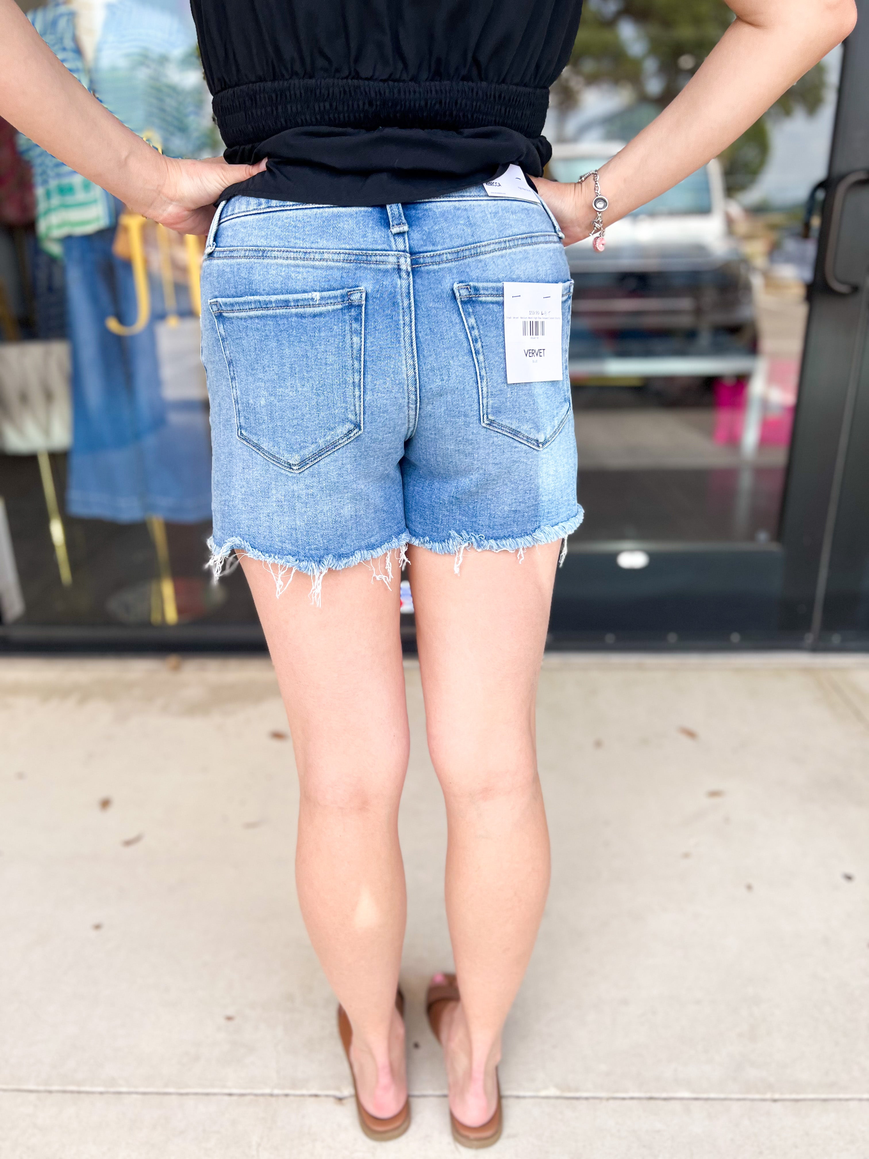 Vervet - High Rise Relaxed Denim Shorts-410 Shorts/Skirts-VEVERT BY FLYING MONKEY-July & June Women's Fashion Boutique Located in San Antonio, Texas