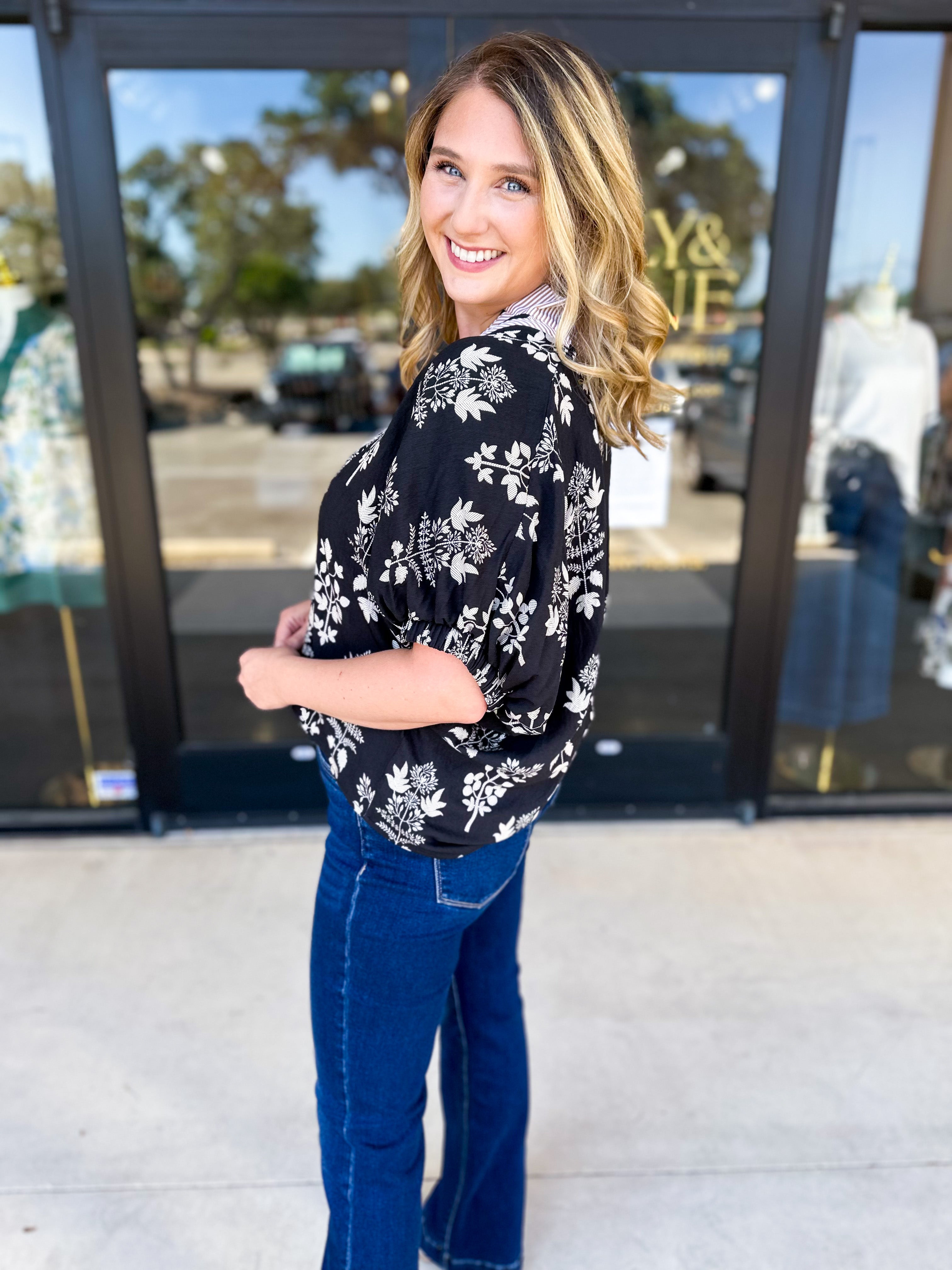 The Frankie Blouse - Black-200 Fashion Blouses-ENTRO-July & June Women's Fashion Boutique Located in San Antonio, Texas