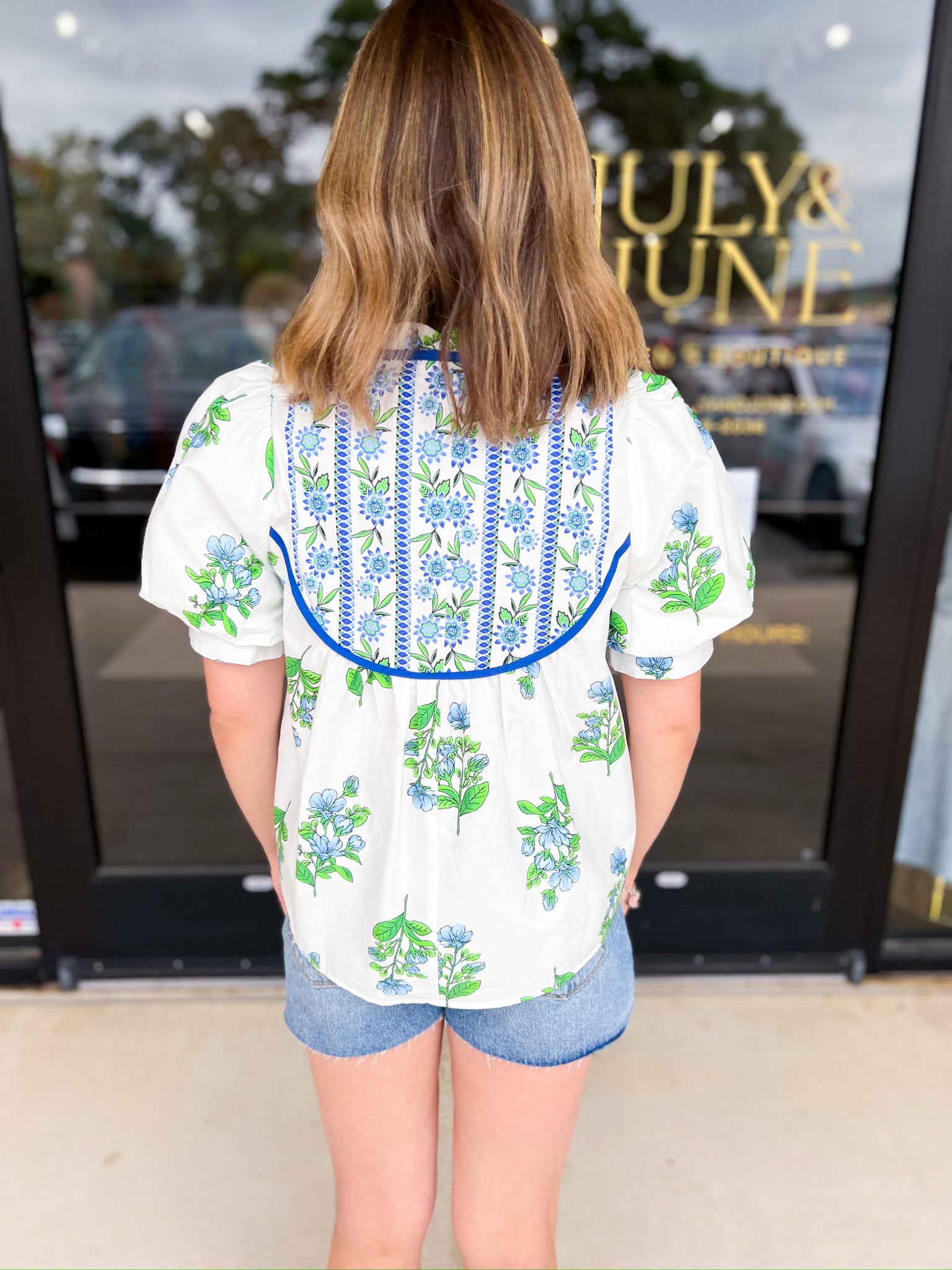 Summer Garden Blouse-200 Fashion Blouses-ENTRO-July & June Women's Fashion Boutique Located in San Antonio, Texas