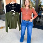 Tailored Knit Long Sleeve - Olive-230 Sweaters/Cardis-LISTICLE-July & June Women's Fashion Boutique Located in San Antonio, Texas