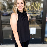 Black Rose Halter Tank-200 Fashion Blouses-FATE-July & June Women's Fashion Boutique Located in San Antonio, Texas