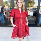 The Adeline Mini Dress - Brick-510 Mini-ENTRO-July & June Women's Fashion Boutique Located in San Antonio, Texas