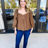 Sweetheart Neck Blouse-200 Fashion Blouses-ABLE-July & June Women's Fashion Boutique Located in San Antonio, Texas