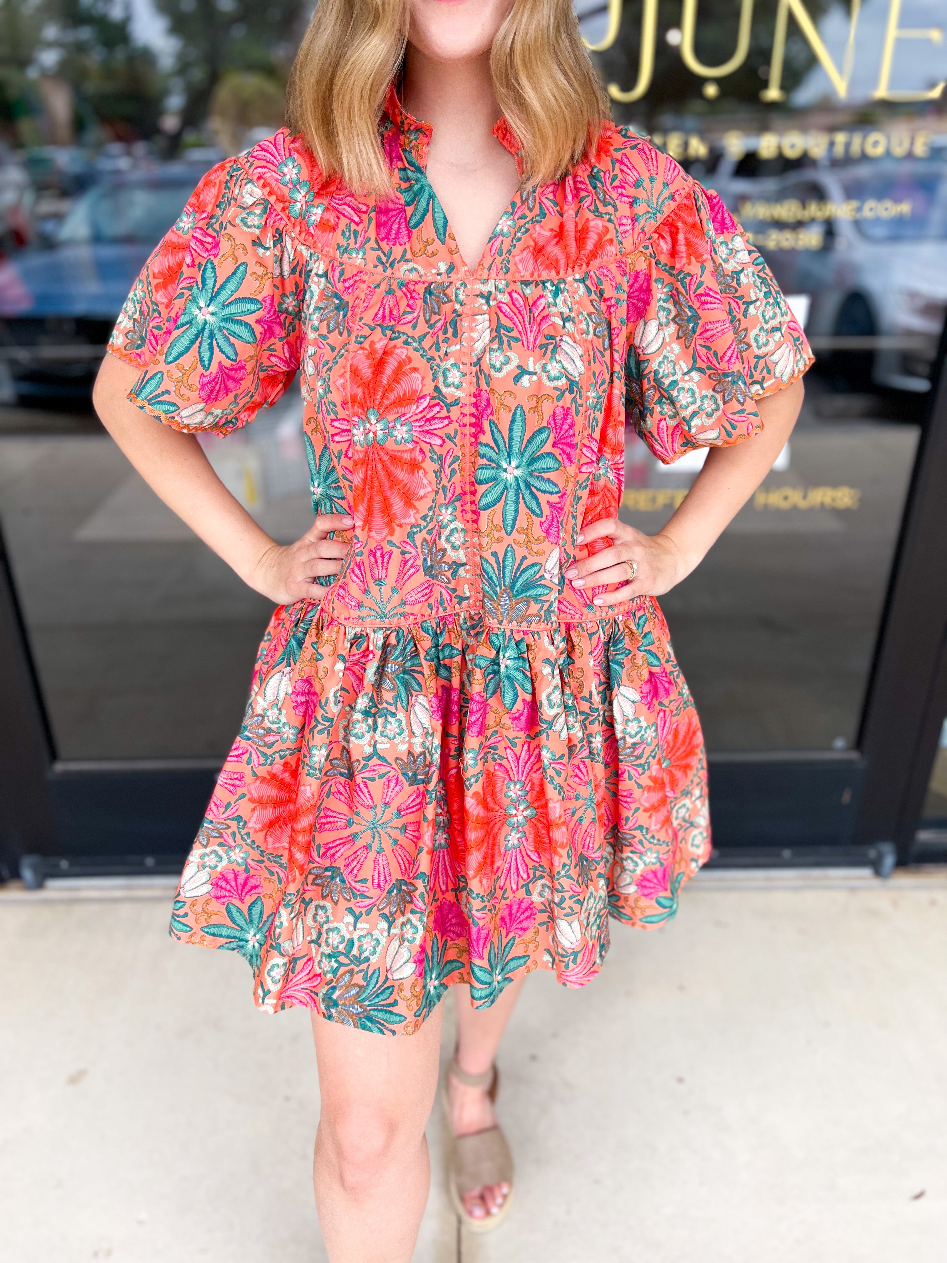 The Carrie Floral Print Mini Dress-510 Mini-OLIVACEOUS-July & June Women's Fashion Boutique Located in San Antonio, Texas