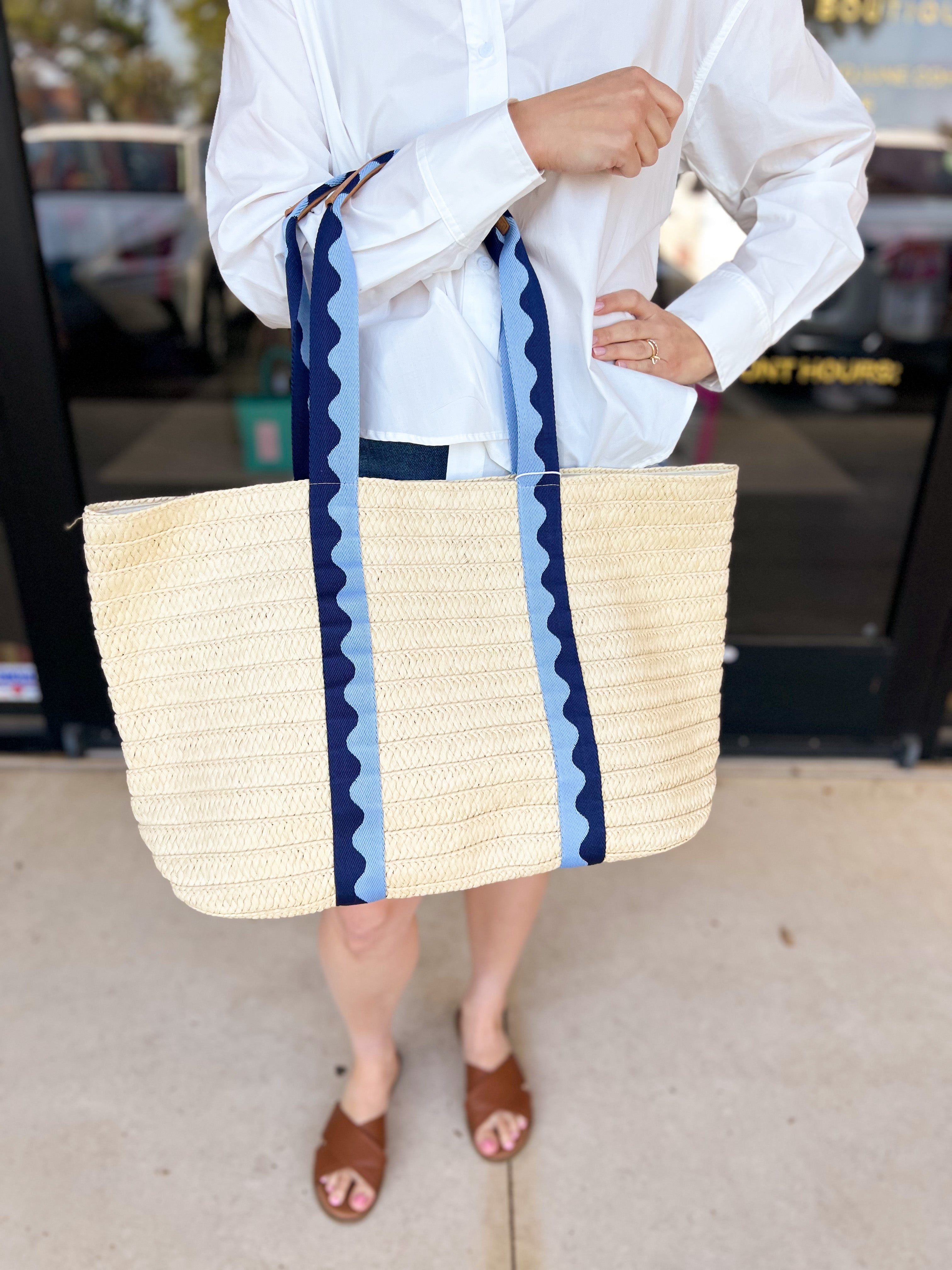 Marbella Tote - Blue-130 Accessories-SHIRALEAH-July & June Women's Fashion Boutique Located in San Antonio, Texas