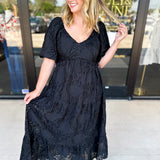 Midnight Textured Midi Dress-500 Midi-POLOGRAM-July & June Women's Fashion Boutique Located in San Antonio, Texas