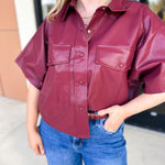 Utility Shirt Jacket - Wine-200 Fashion Blouses-GLAM-July & June Women's Fashion Boutique Located in San Antonio, Texas