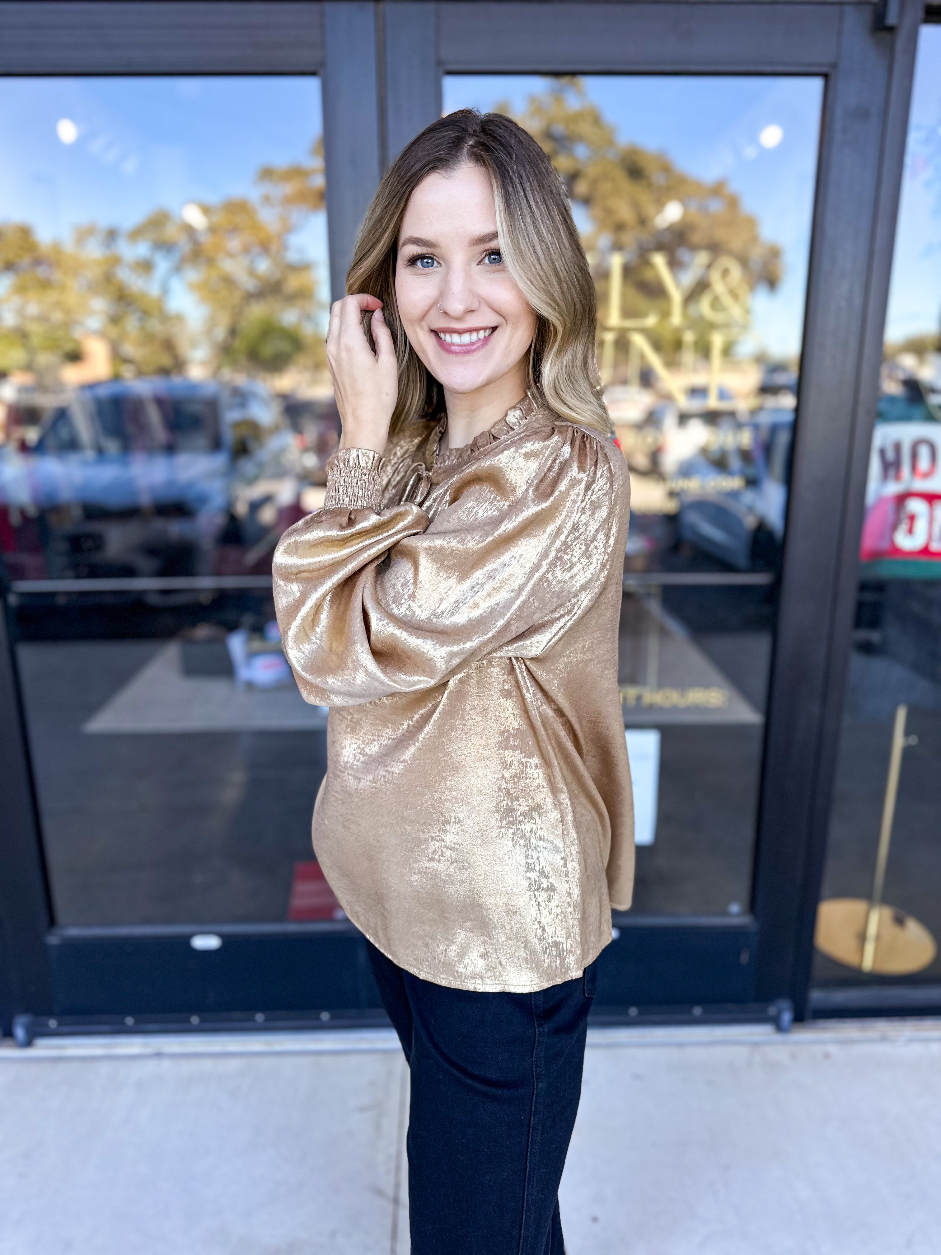 You're So Golden Blouse-JODIFL-July & June Women's Fashion Boutique Located in San Antonio, Texas